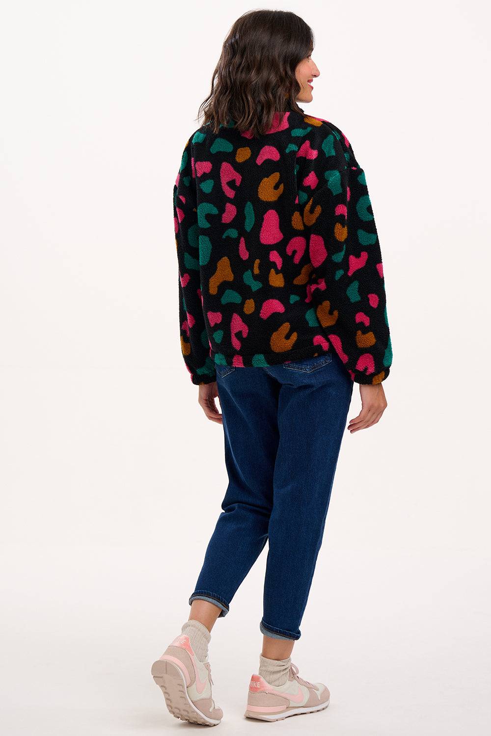 HARTLEY Black Fleece With Multi-coloured Animal Print