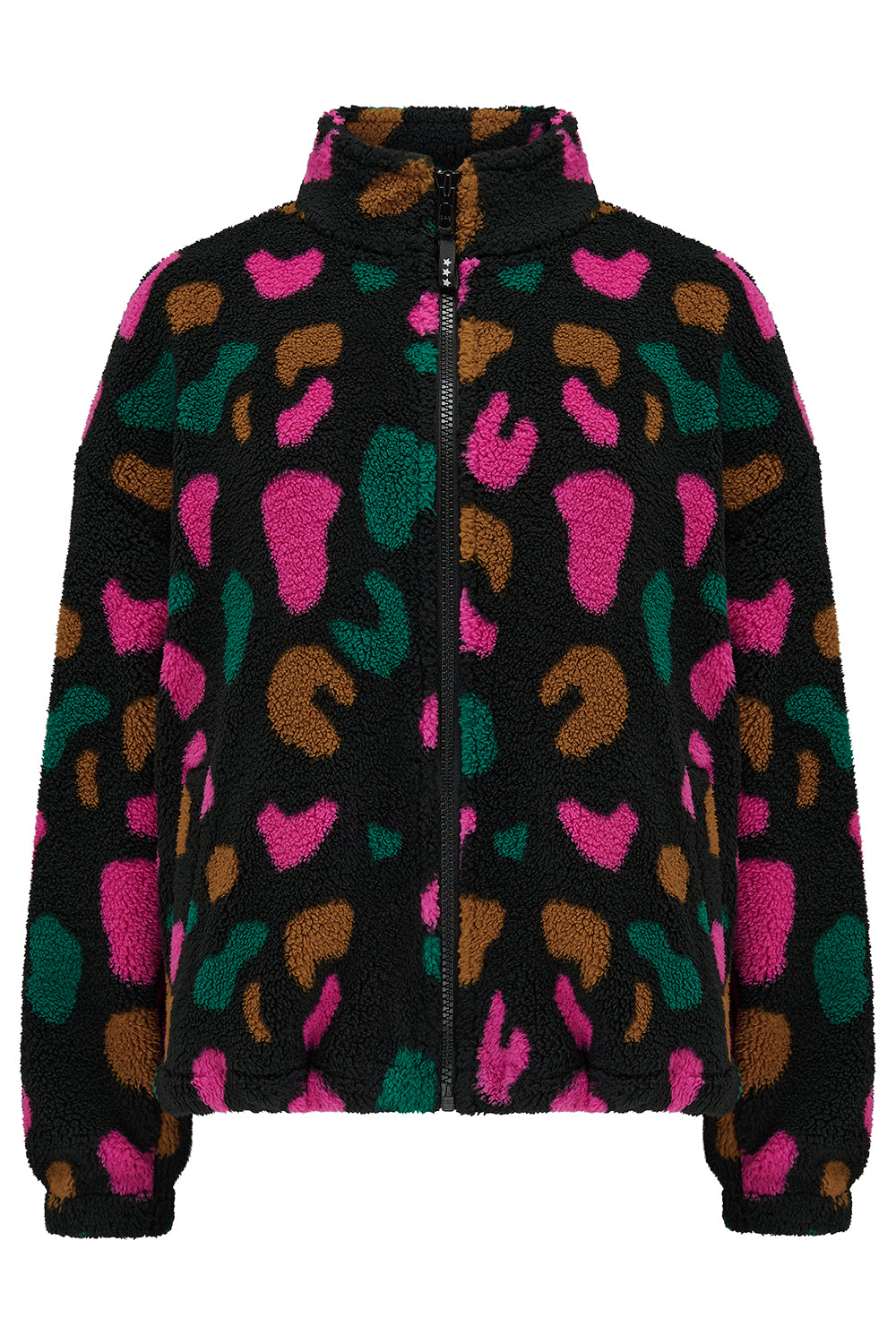 HARTLEY Black Fleece With Multi-coloured Animal Print