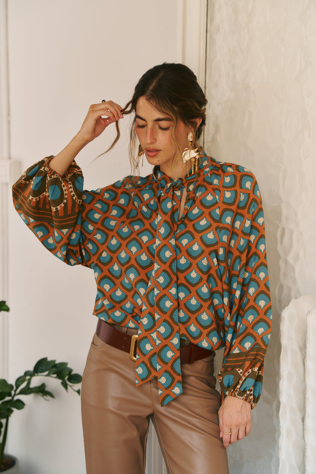 BELINDA Blouse in Geo Sun Print