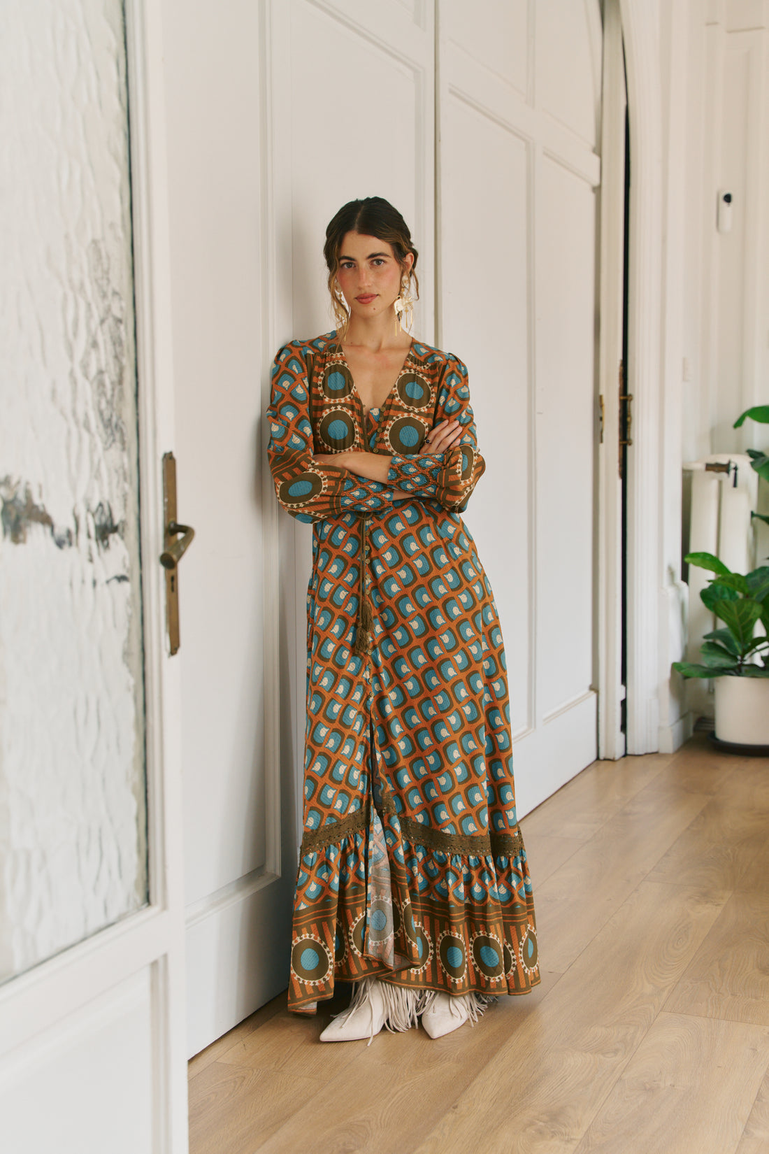 SABRINA Indiana Maxi Dress in Geo Sun Print