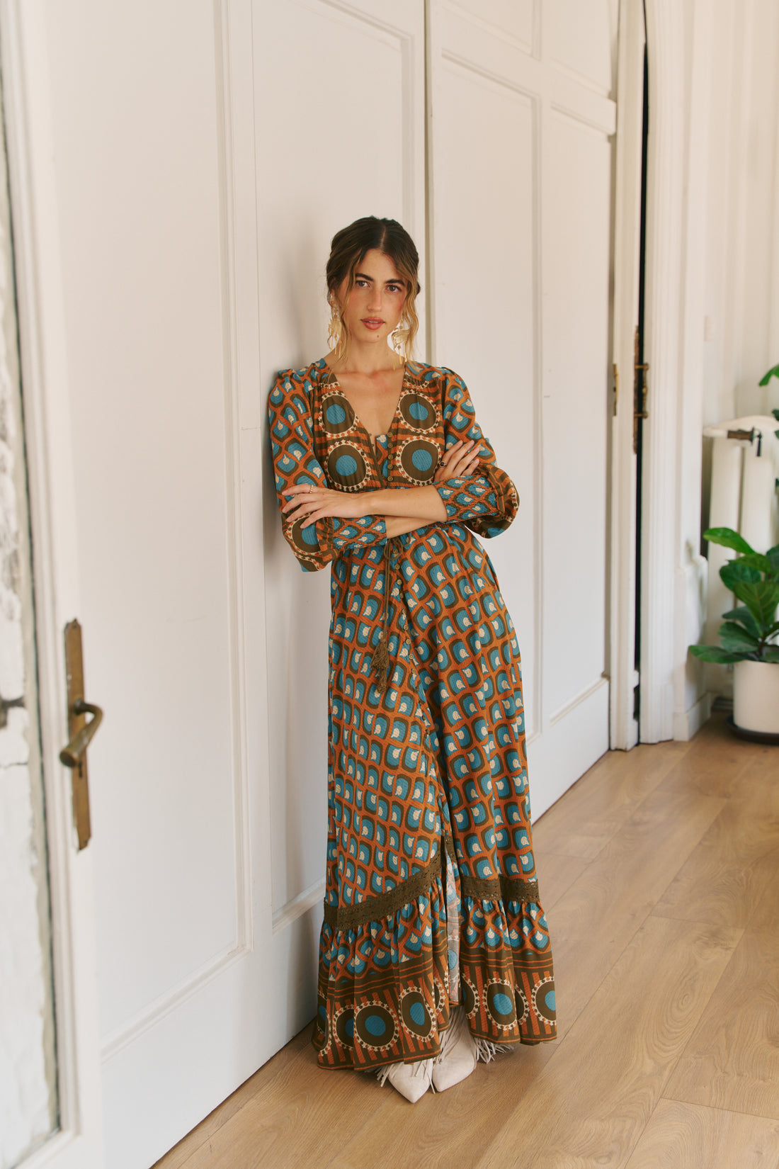 SABRINA Indiana Maxi Dress in Geo Sun Print