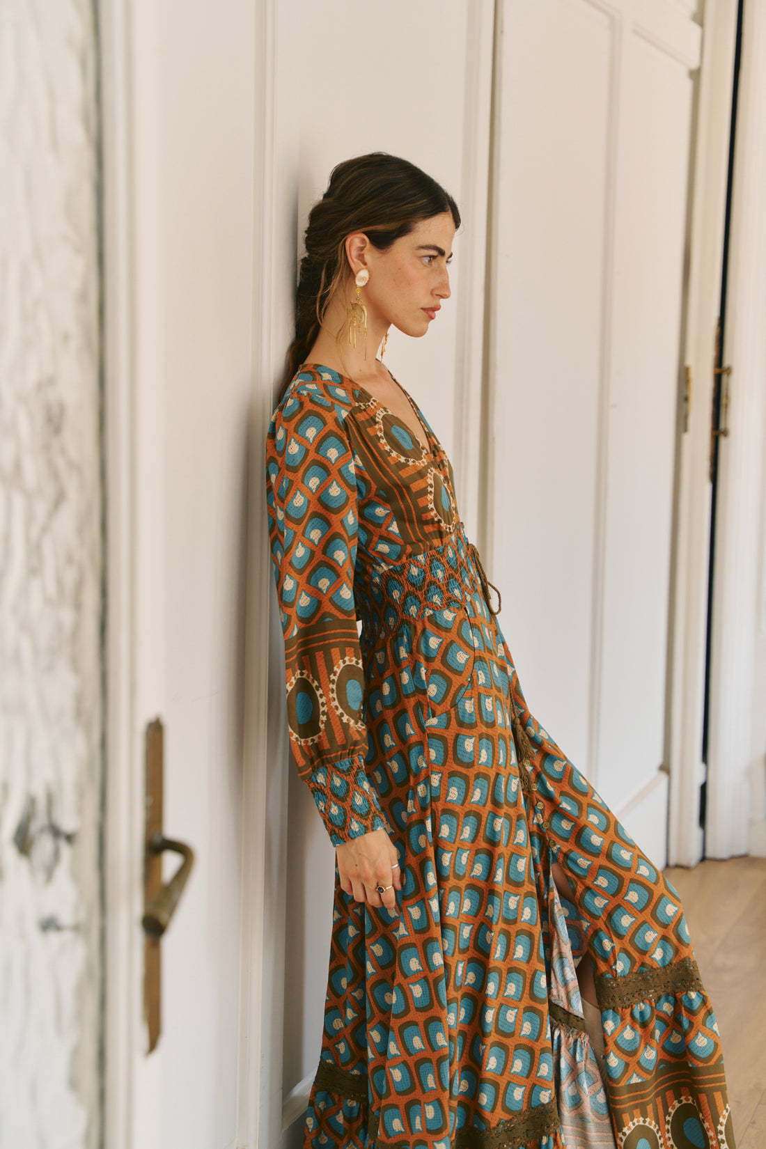 SABRINA Indiana Maxi Dress in Geo Sun Print