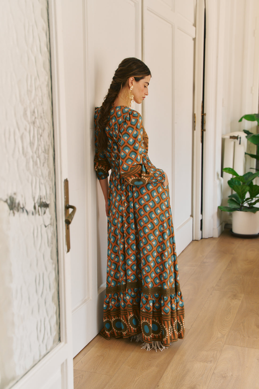 SABRINA Indiana Maxi Dress in Geo Sun Print