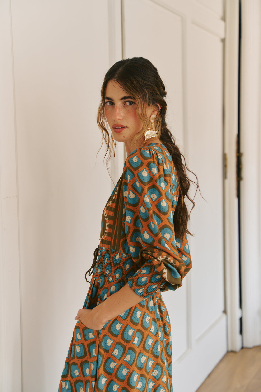 SABRINA Indiana Maxi Dress in Geo Sun Print