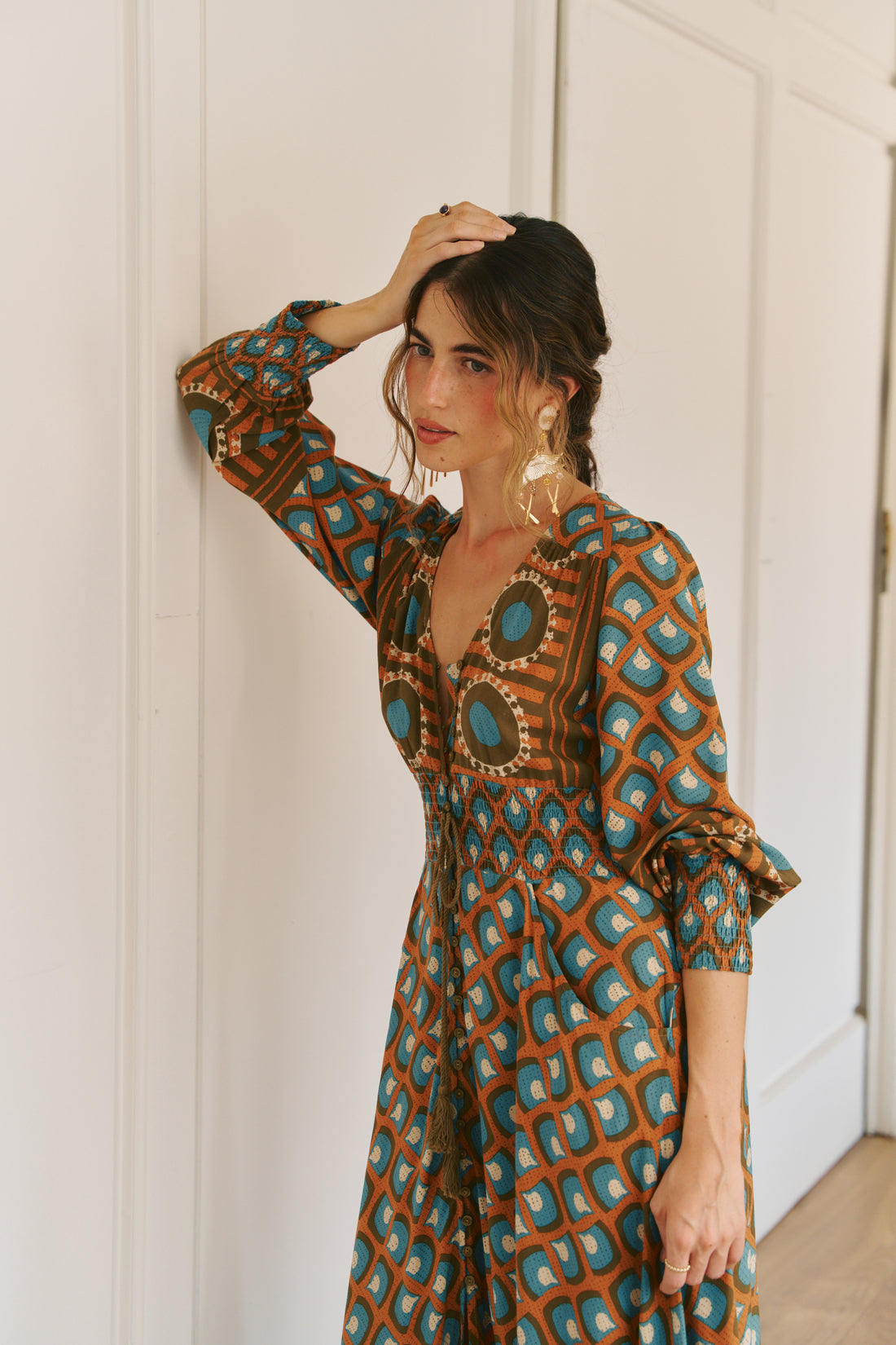 SABRINA Indiana Maxi Dress in Geo Sun Print