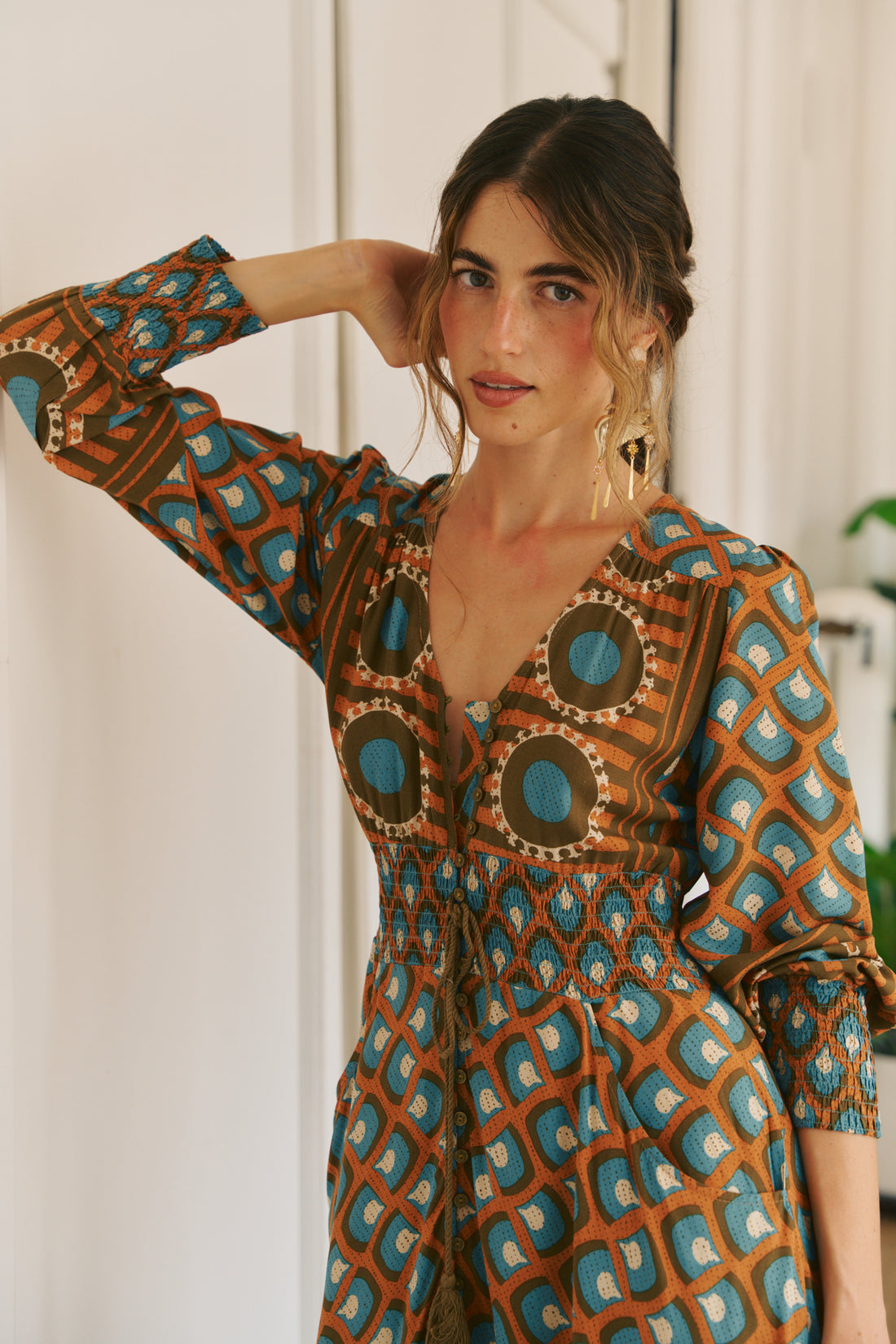 SABRINA Indiana Maxi Dress in Geo Sun Print
