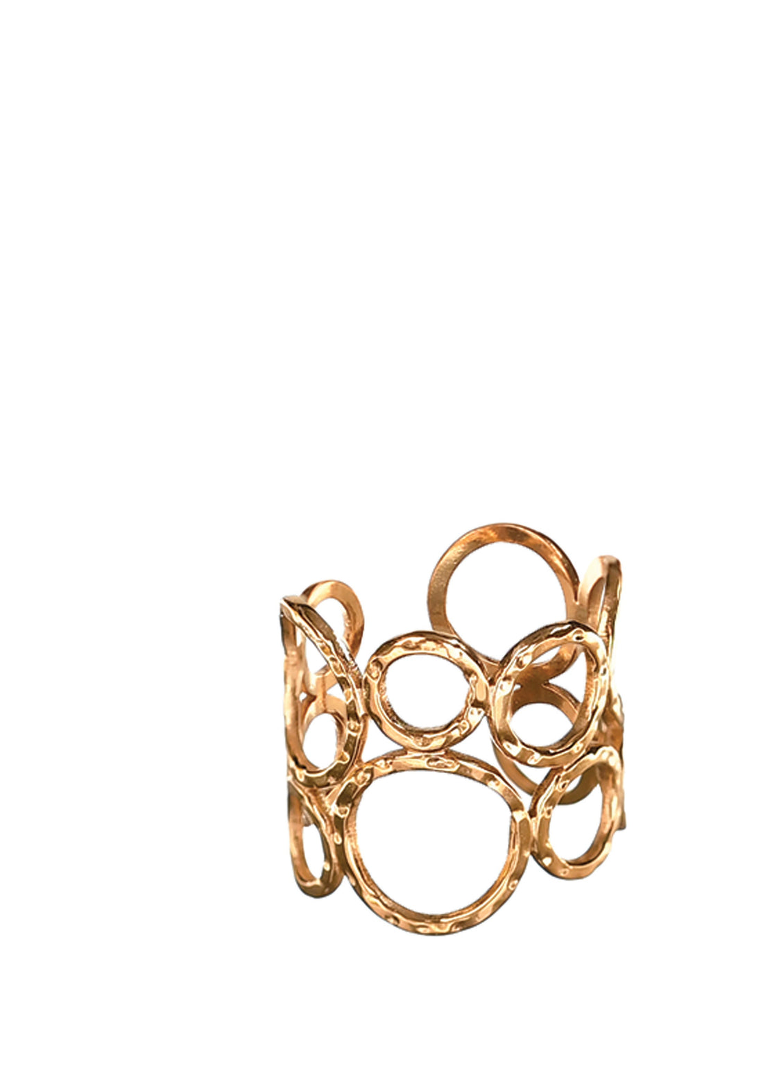 Open Adjustable Circles Gold Plated Ring - JJ079