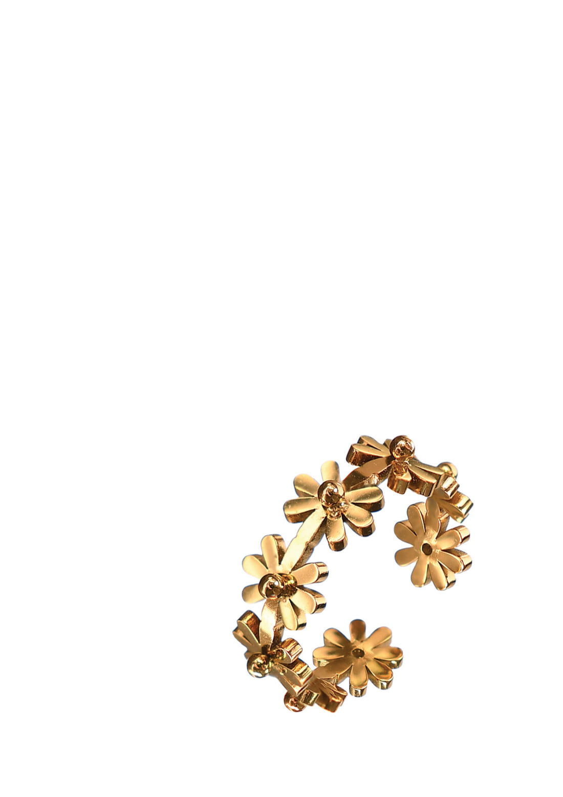 Open Adjustable Gold Daisy Chain Ring - JJ094