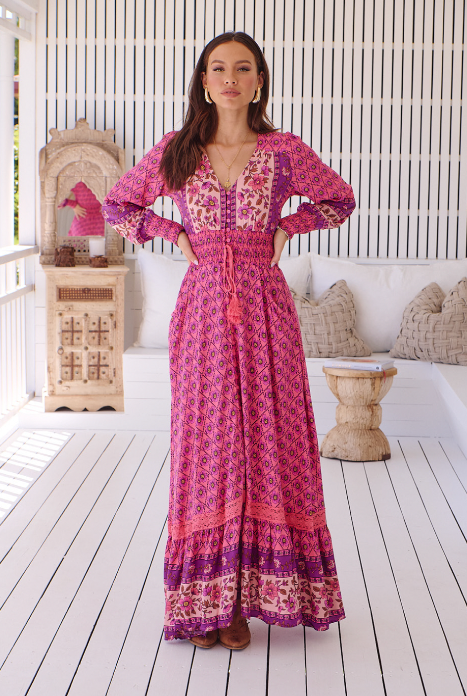 SABRINA Maxi Dress in Pink Jolene Print