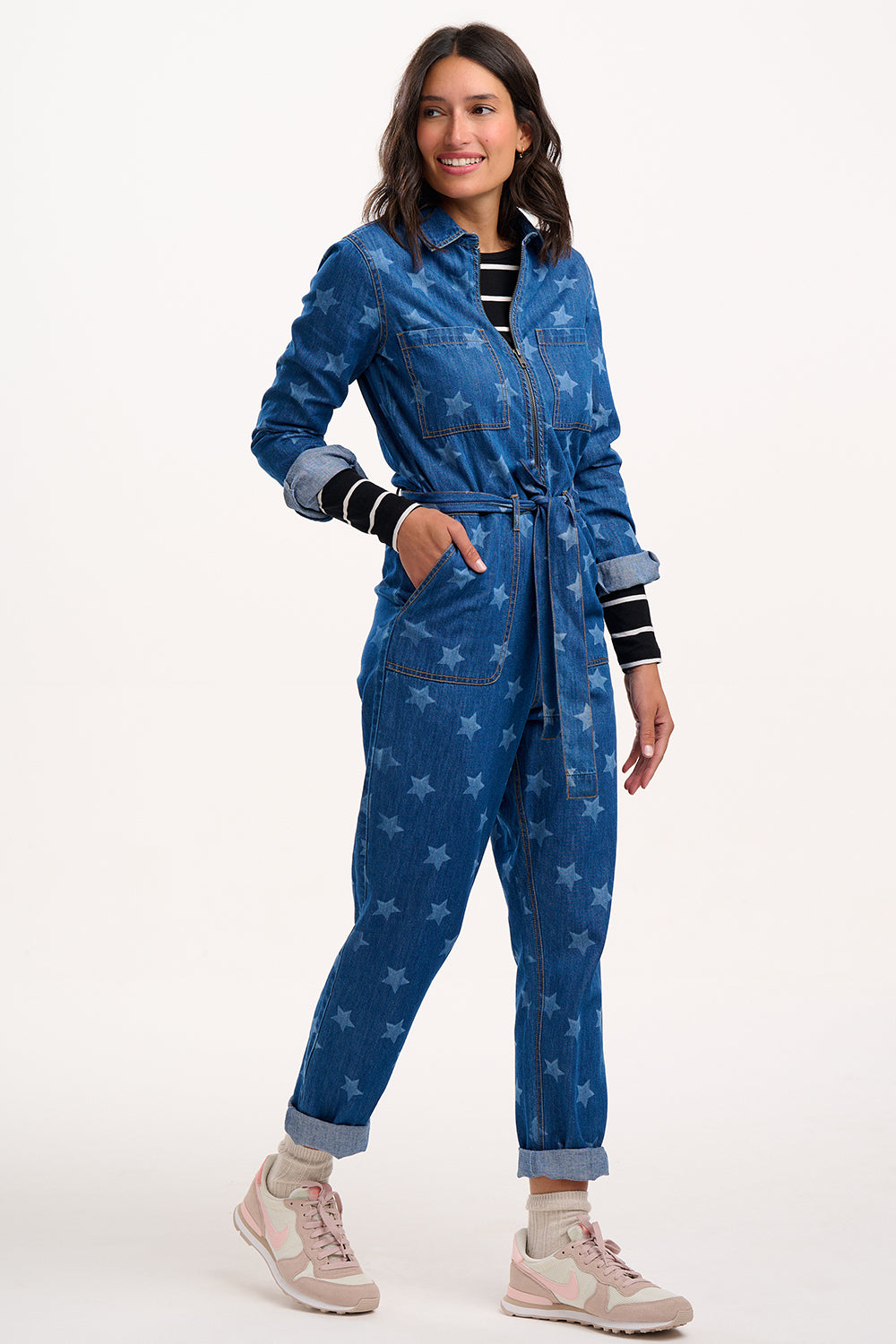 ARWEN Denim Boilersuit In All Stars Print