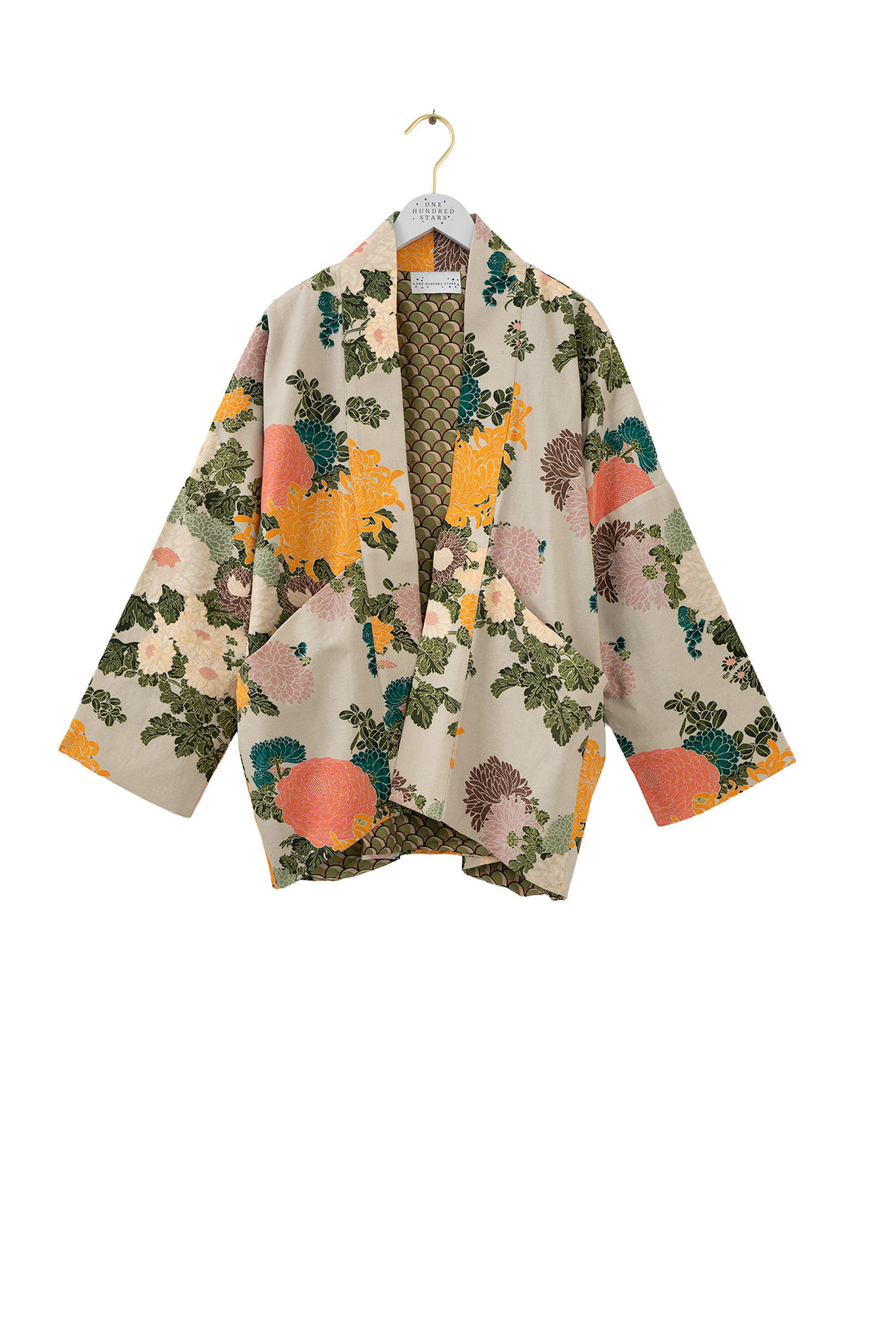 One Hundred Stars Cotton Pocket Jacket in Putty Jacquard Print - JKPJACPUT