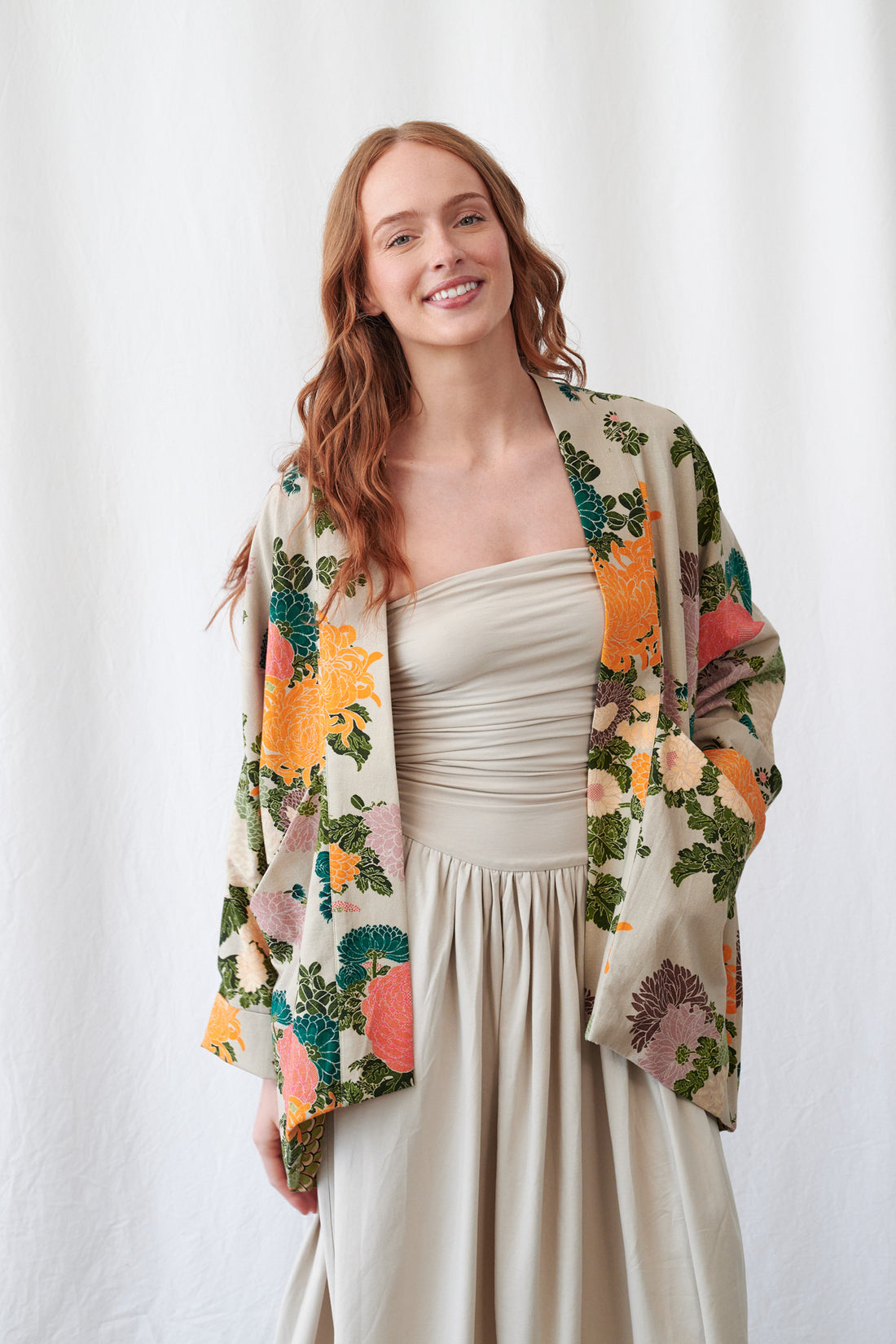 One Hundred Stars Cotton Pocket Jacket in Putty Jacquard Print - JKPJACPUT