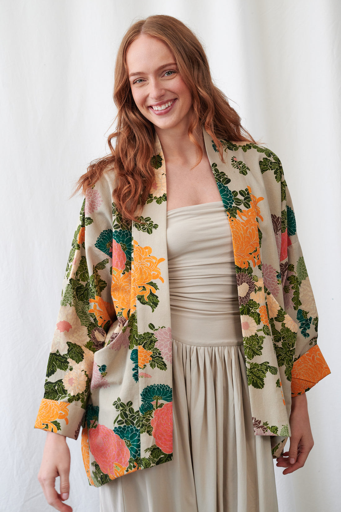 One Hundred Stars Cotton Pocket Jacket in Putty Jacquard Print - JKPJACPUT