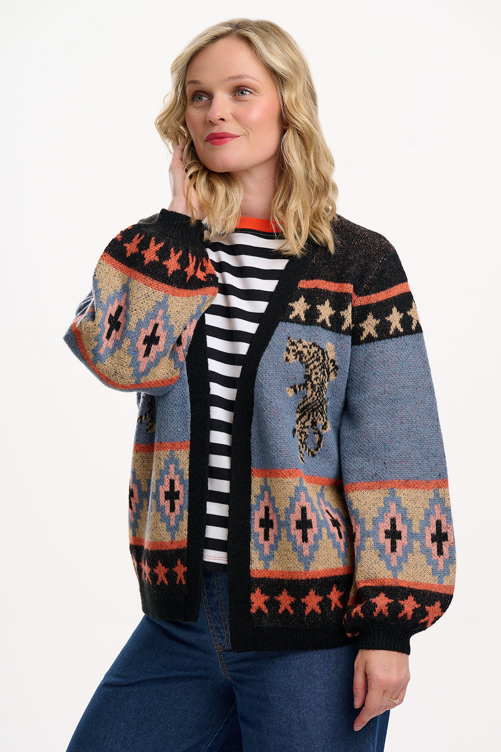 YVETTE Climbing Tigers Open Cardigan