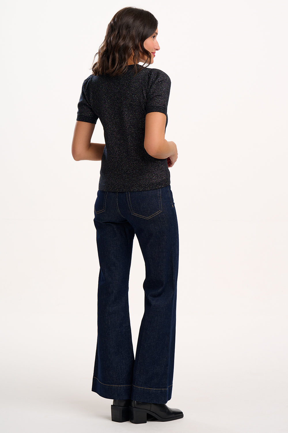 BLOSSOM Metallic Black Knit Top