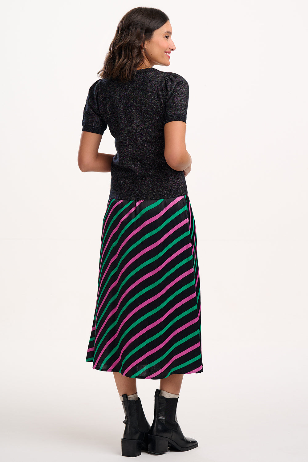 BLOSSOM Metallic Black Knit Top