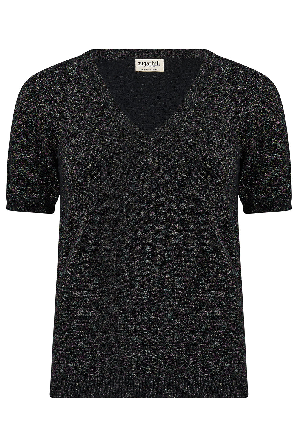 BLOSSOM Metallic Black Knit Top