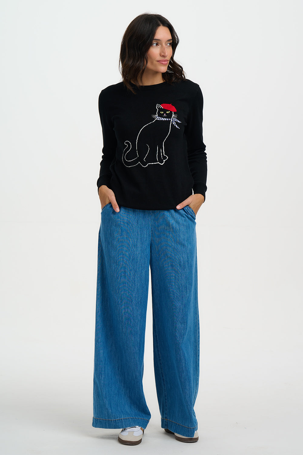 RITA French Kitty Cat Jumper in Black