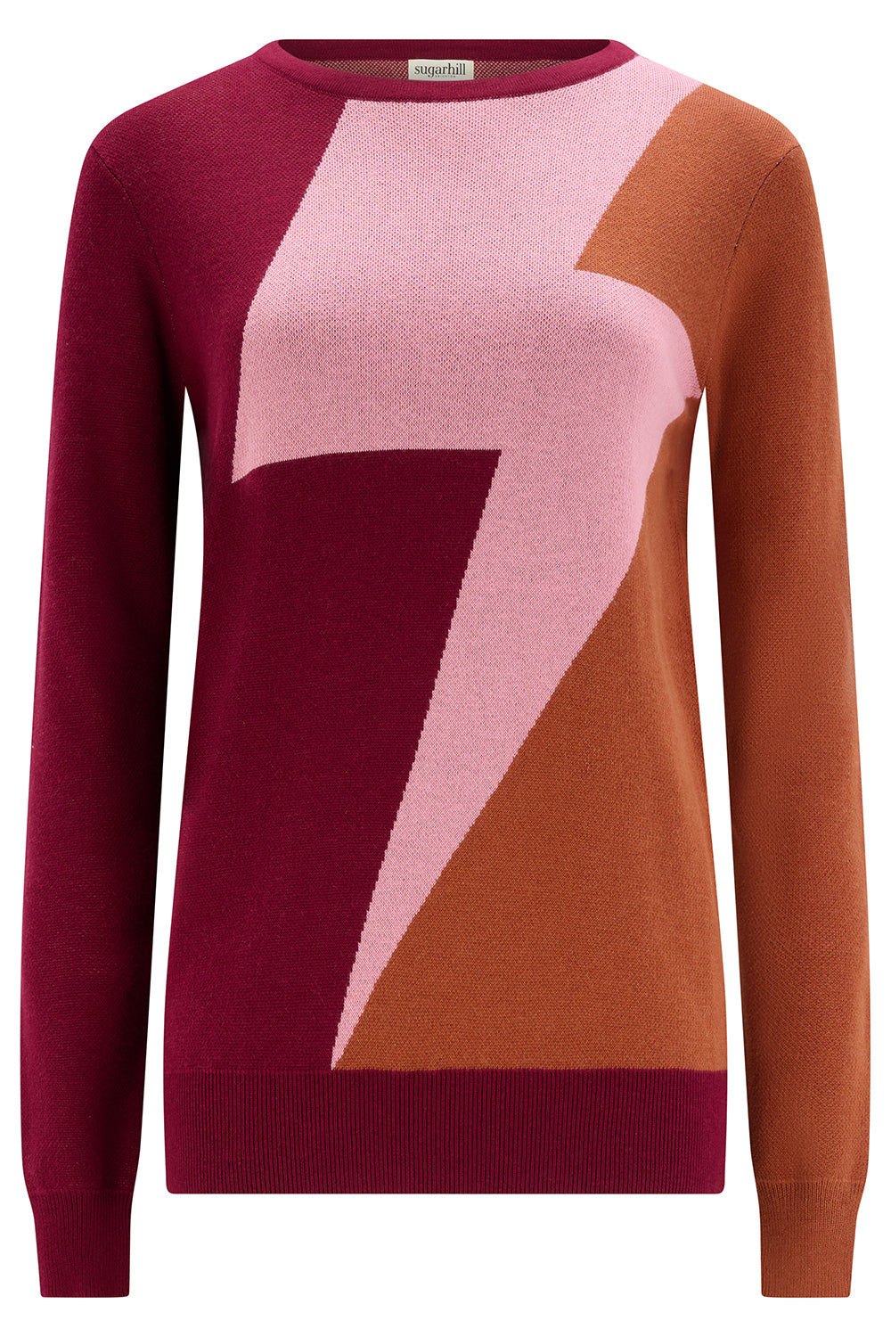 Rita Lightning Bowie Jumper in Pink and Burgundy