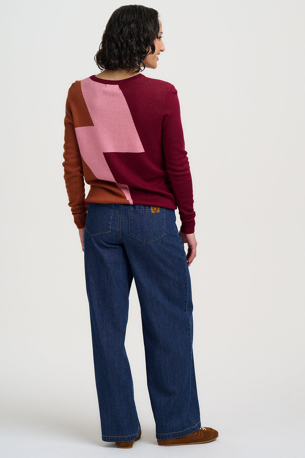 Rita Lightning Bowie Jumper in Pink and Burgundy