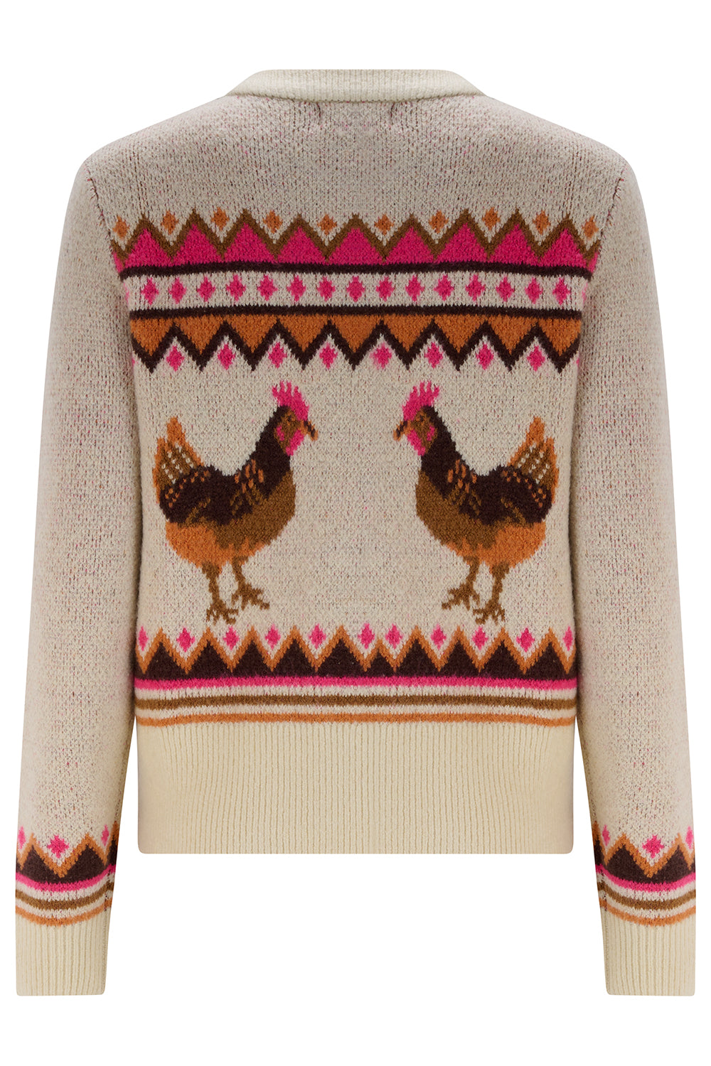 LARISSA Cardigan in Farm Chickens Print