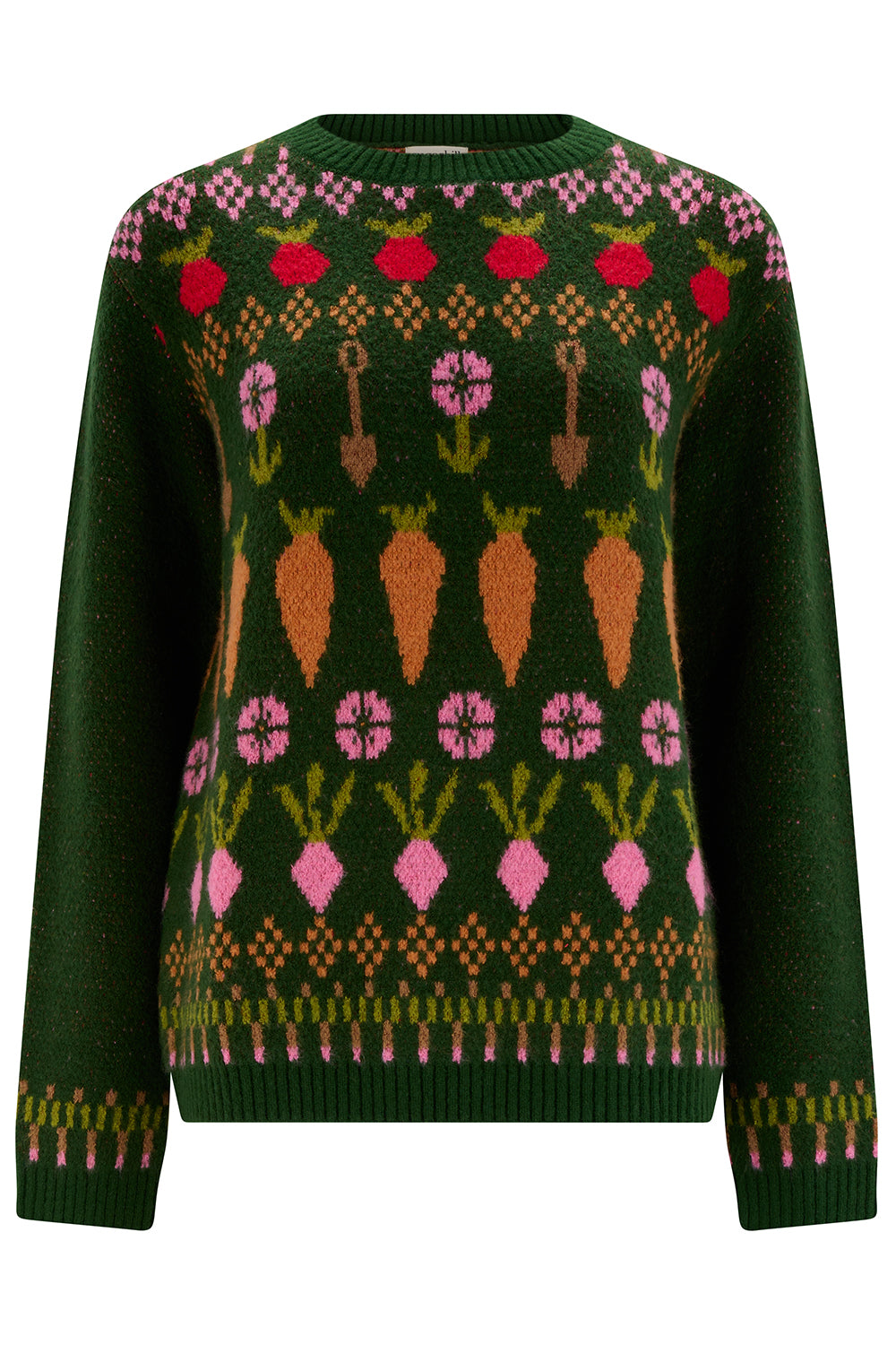 Allotment Laverne Jumper in Green Veggies Print