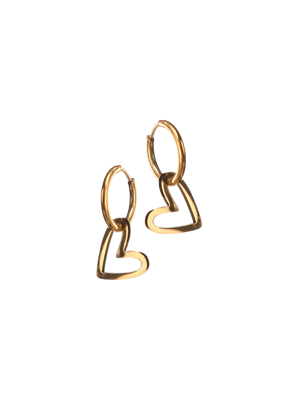Captured Heart Drop Hoop Earrings - KA102