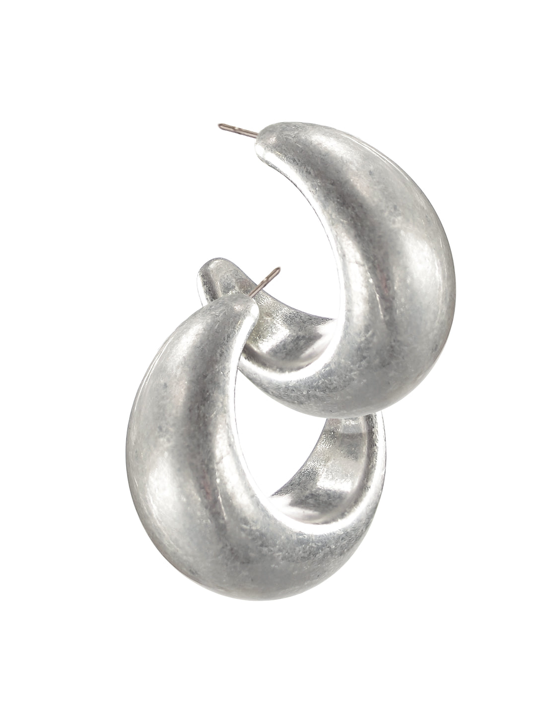 My Tribe Crescent Moon Earrings in Worn Silver - LF871