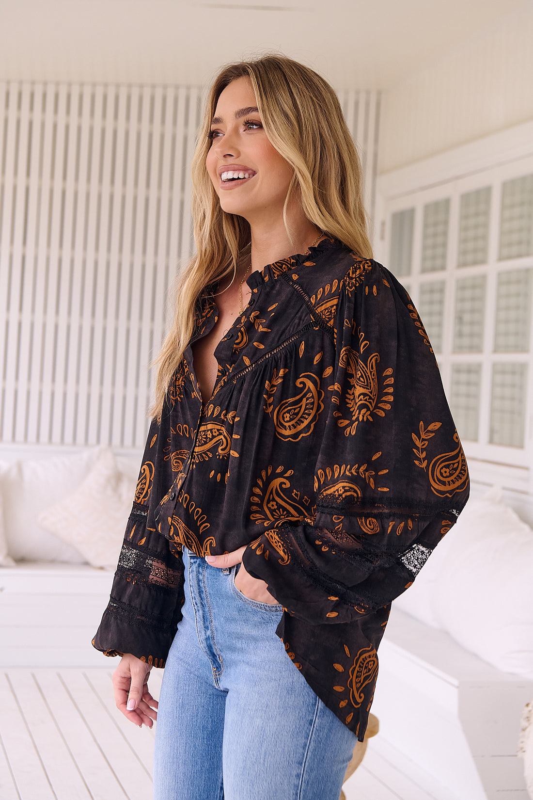 Eliza Blouse in Paisley Milan Print