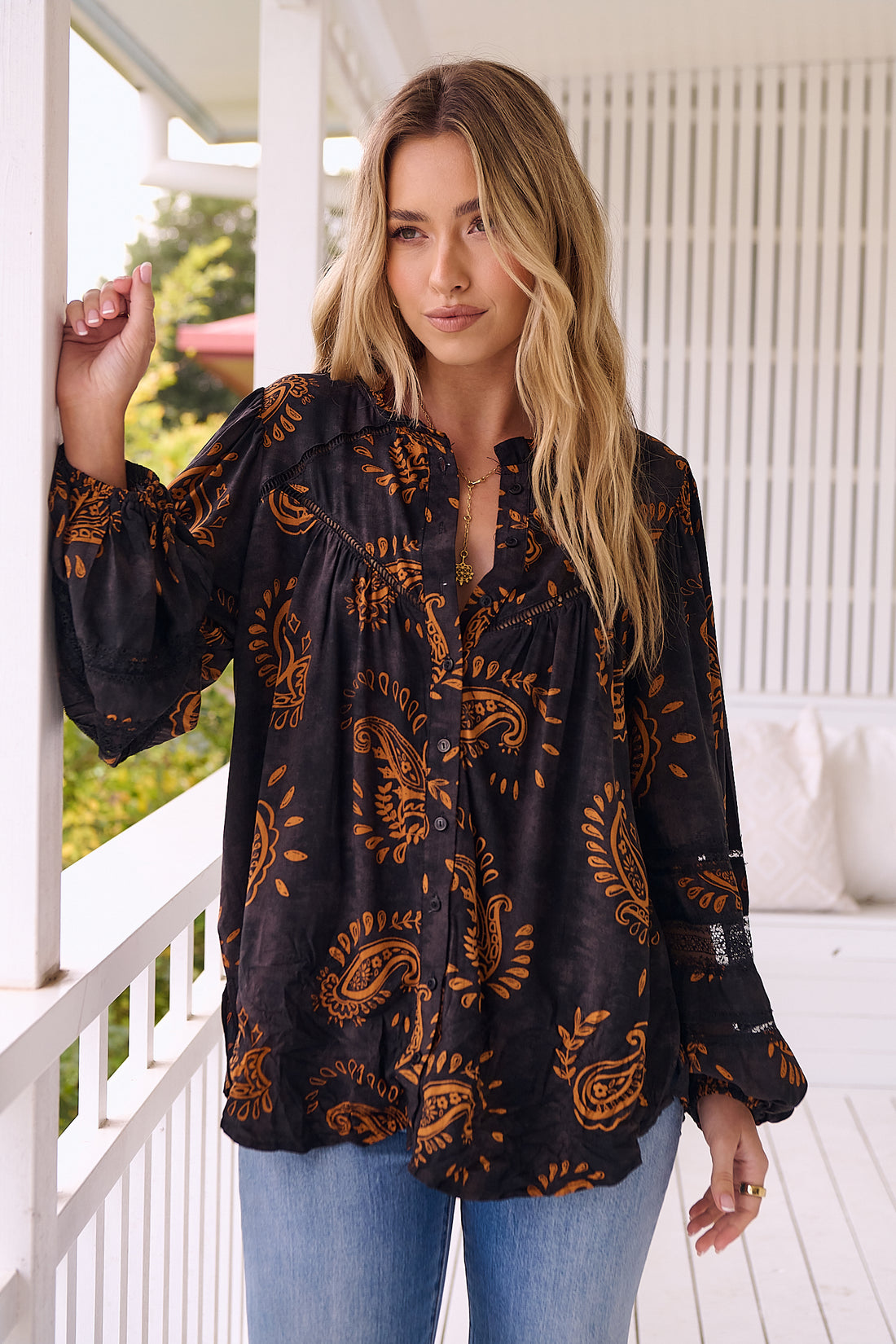 Eliza Blouse in Paisley Milan Print