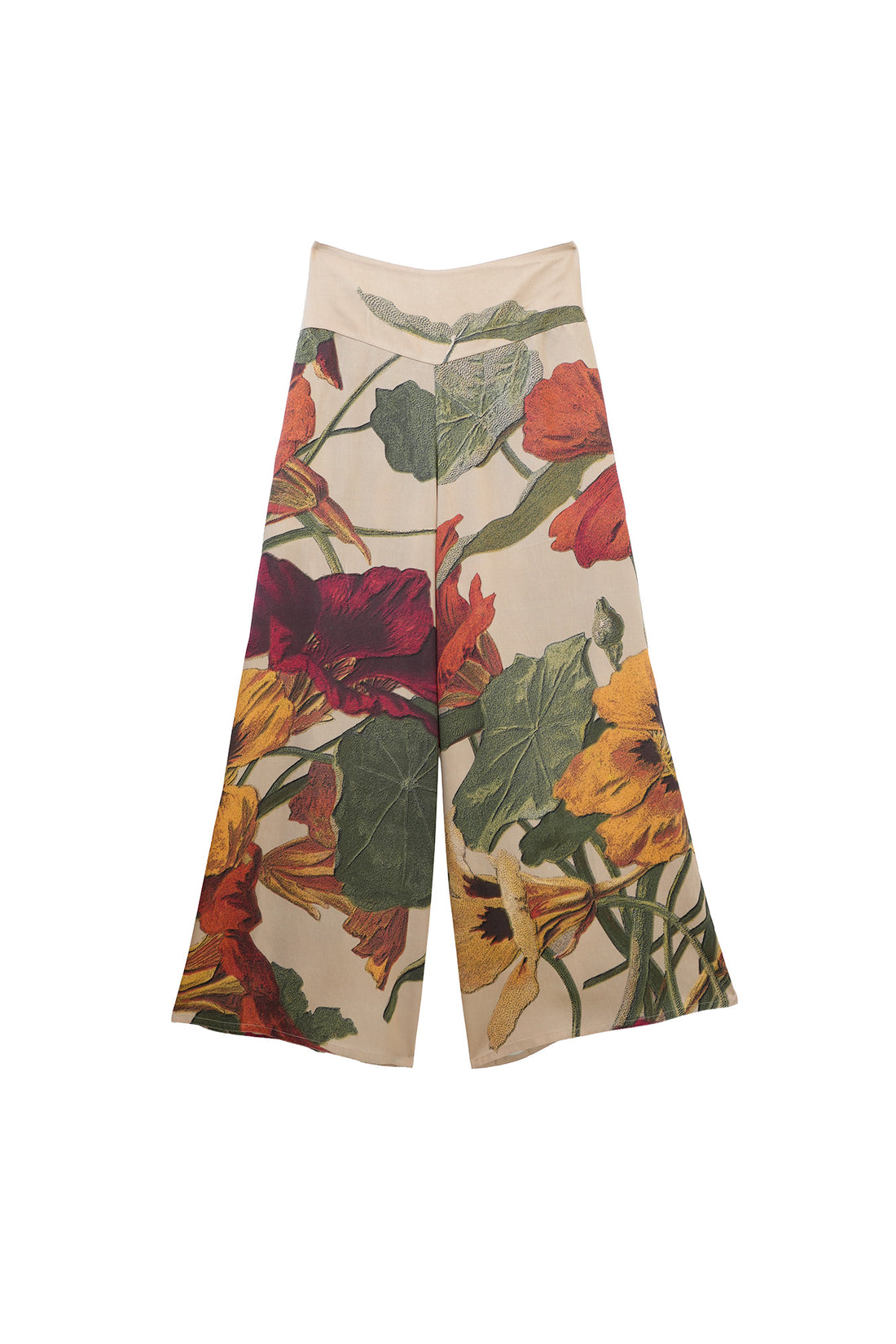 Tencel Palazzo Trousers in Nasturtium Fawn Print by One Hundred Stars