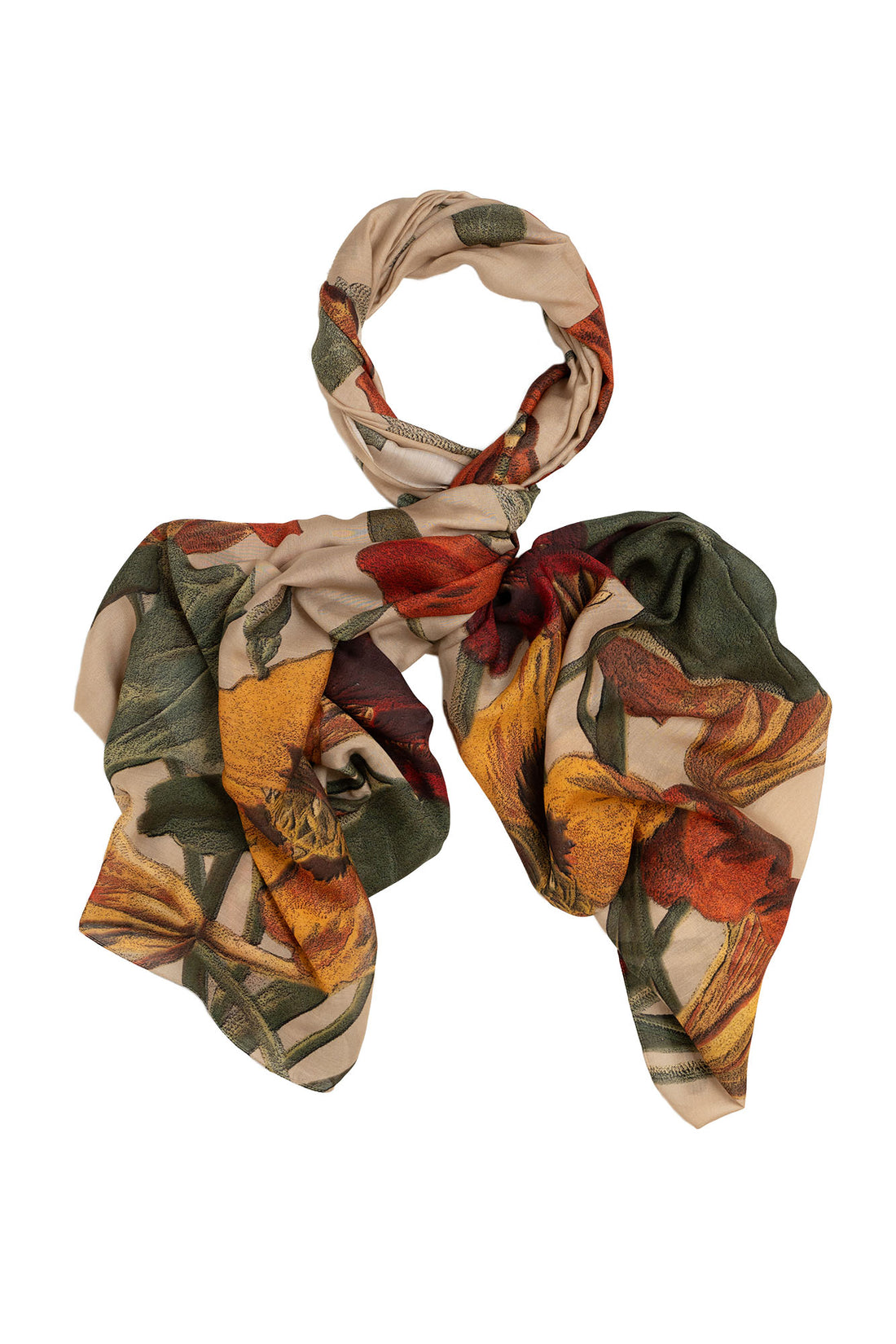Printed Scarf in Fawn Nasturtium Print by One Hundred Stars - SCANASFAW