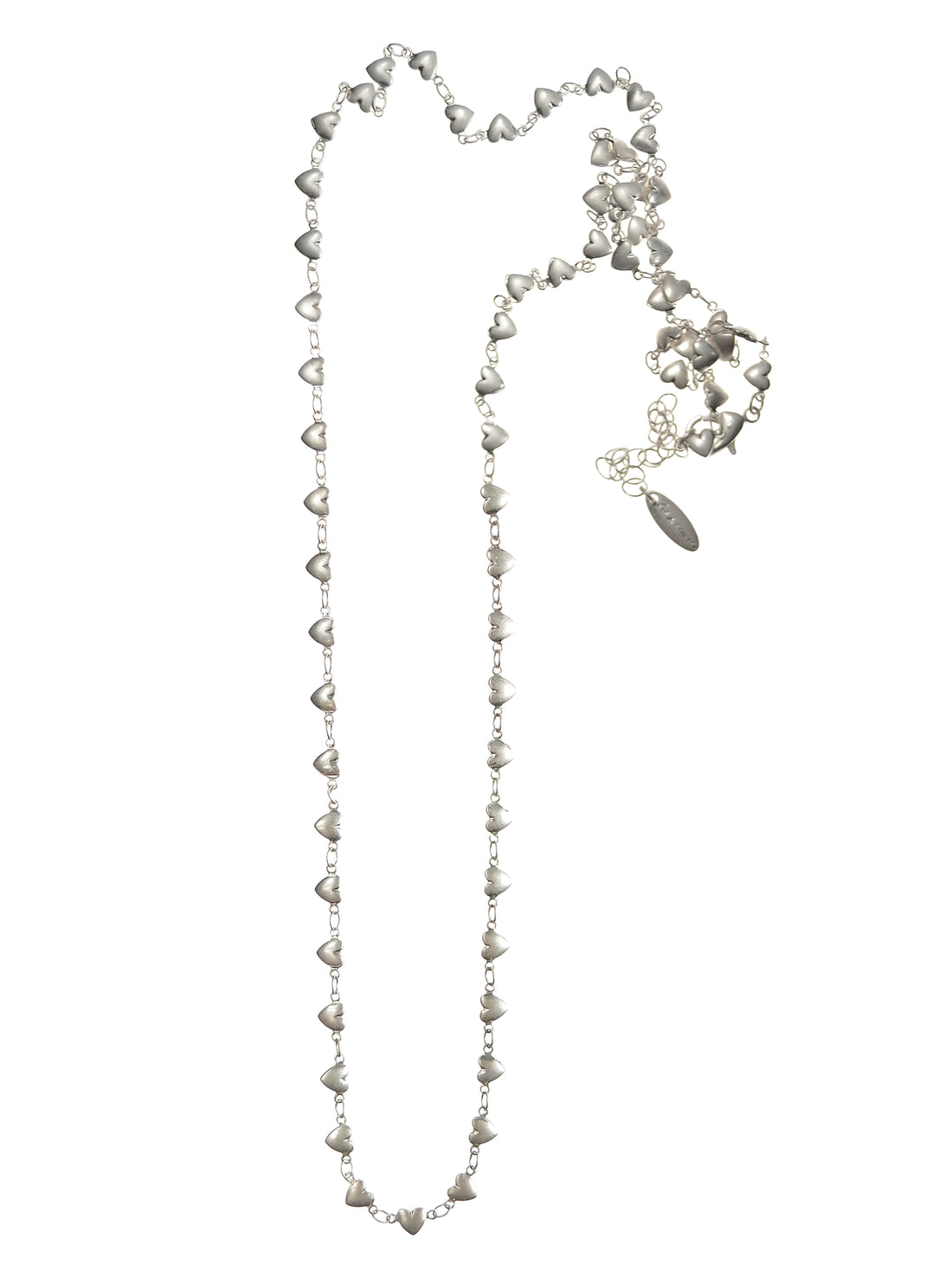 Heart to Heart Layer Chain Necklace in Worn Silver - PA418