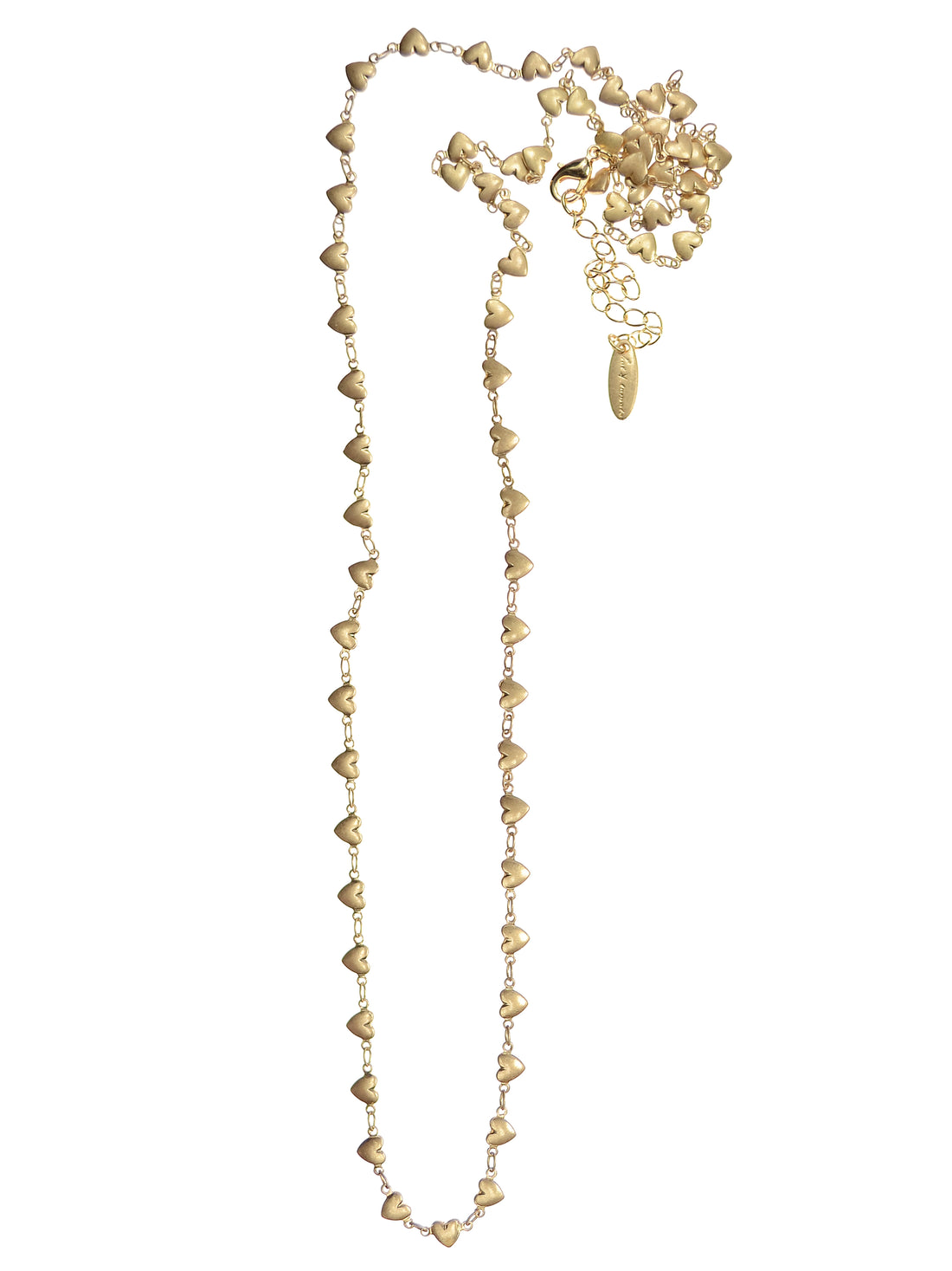Heart to Heart Layer Chain Necklace in Worn Gold - PA419
