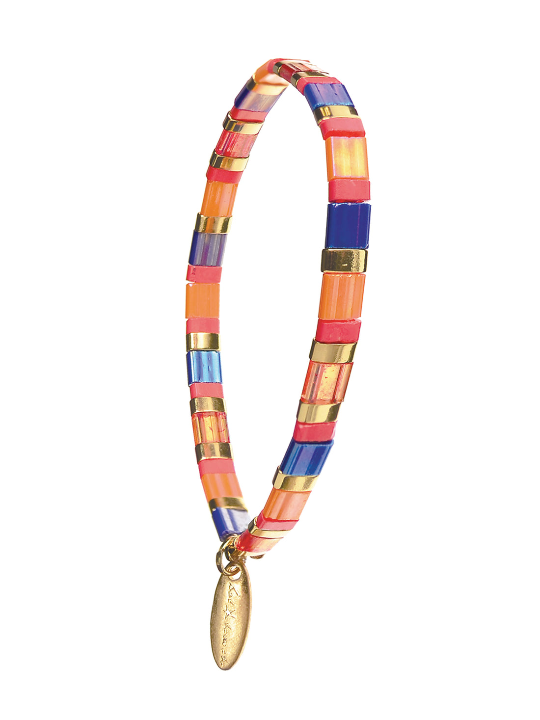 Miyuki Tile Style Glass Bead Bracelet in Fiesta Rainbow - PA456