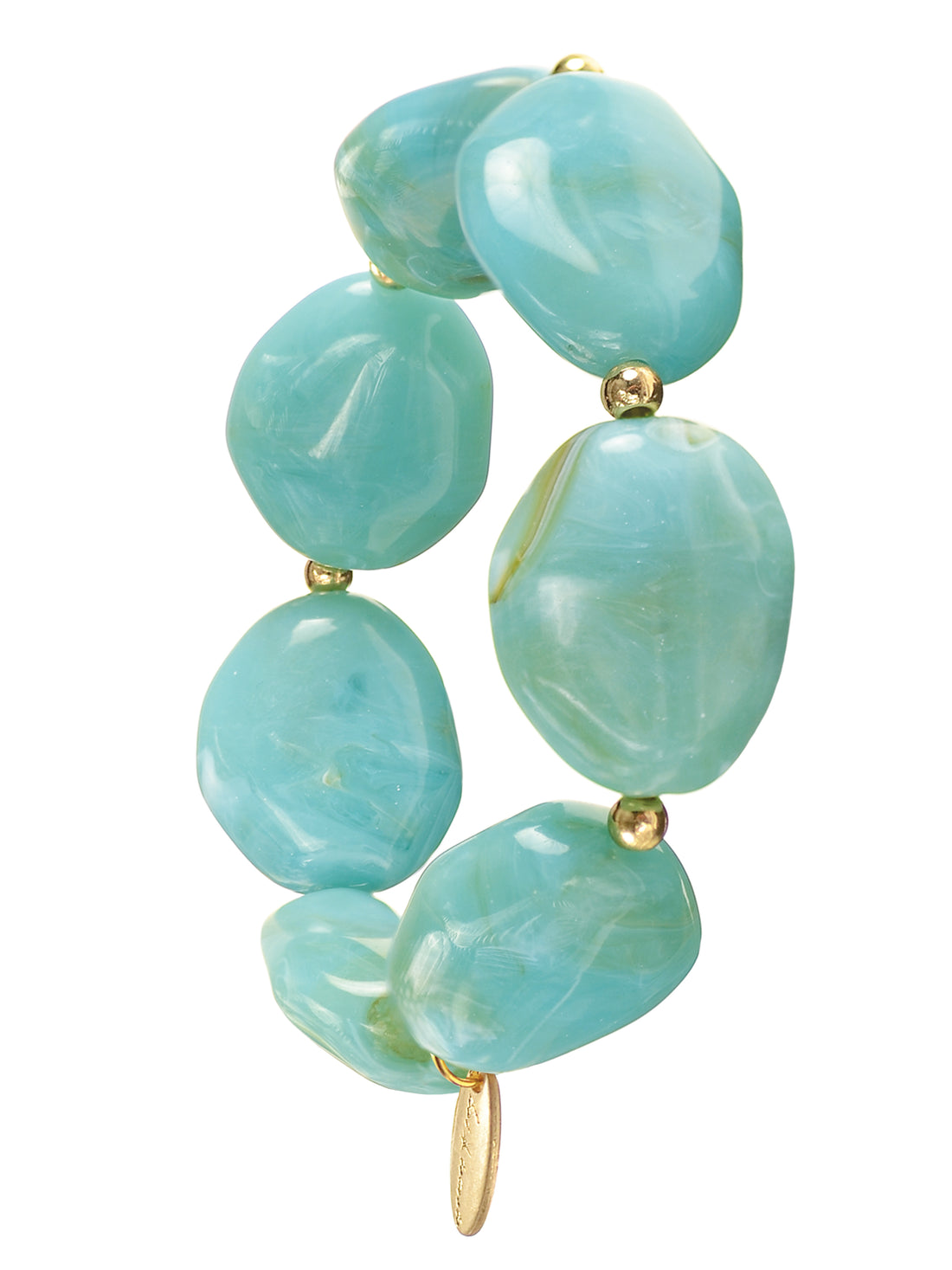 Cloudy Day Chunky Acrylic 'Stone' Bead Bracelet in Azure and Gold - PA459