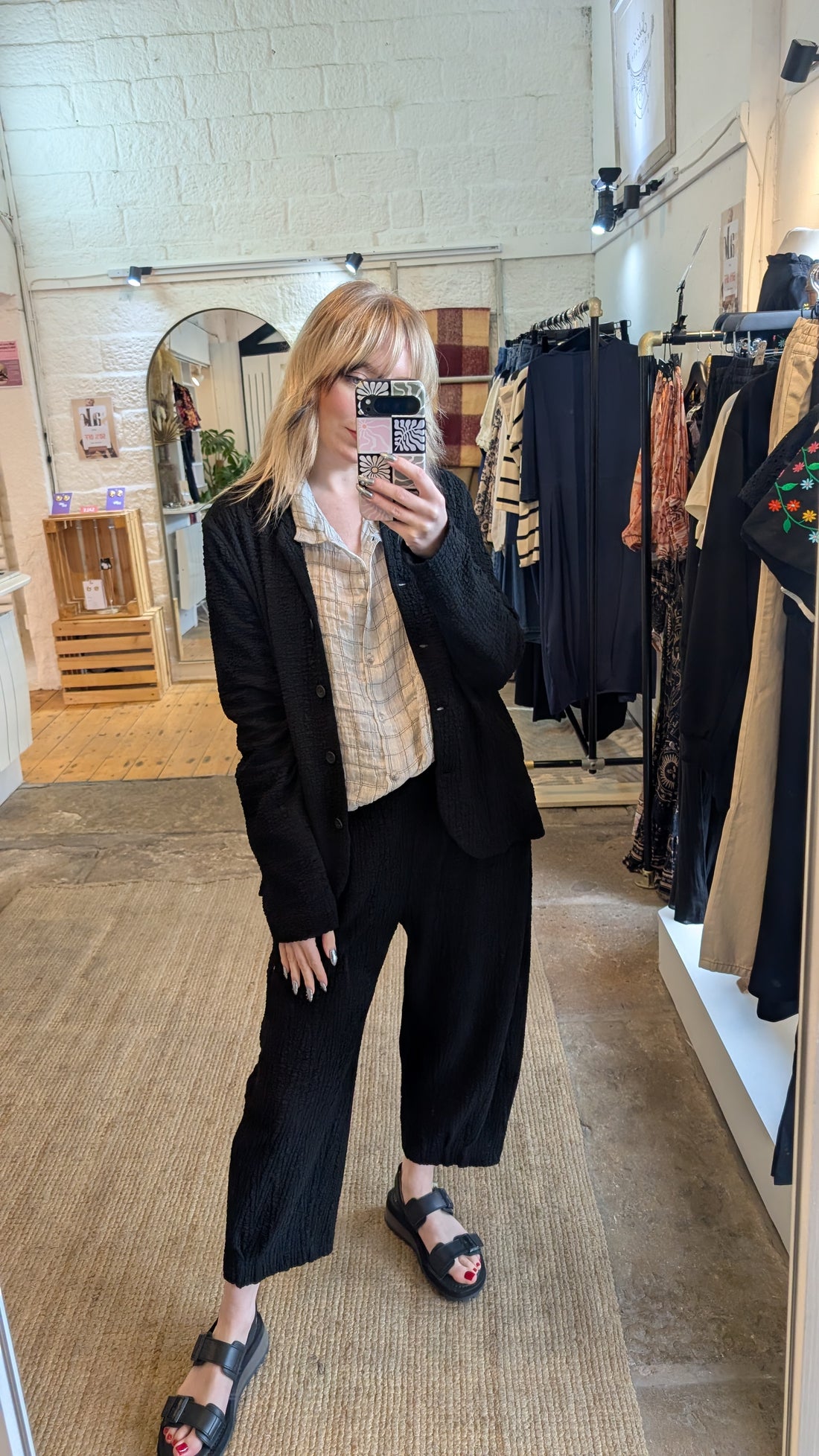 ADEL J Crinkle Jacket in Nero