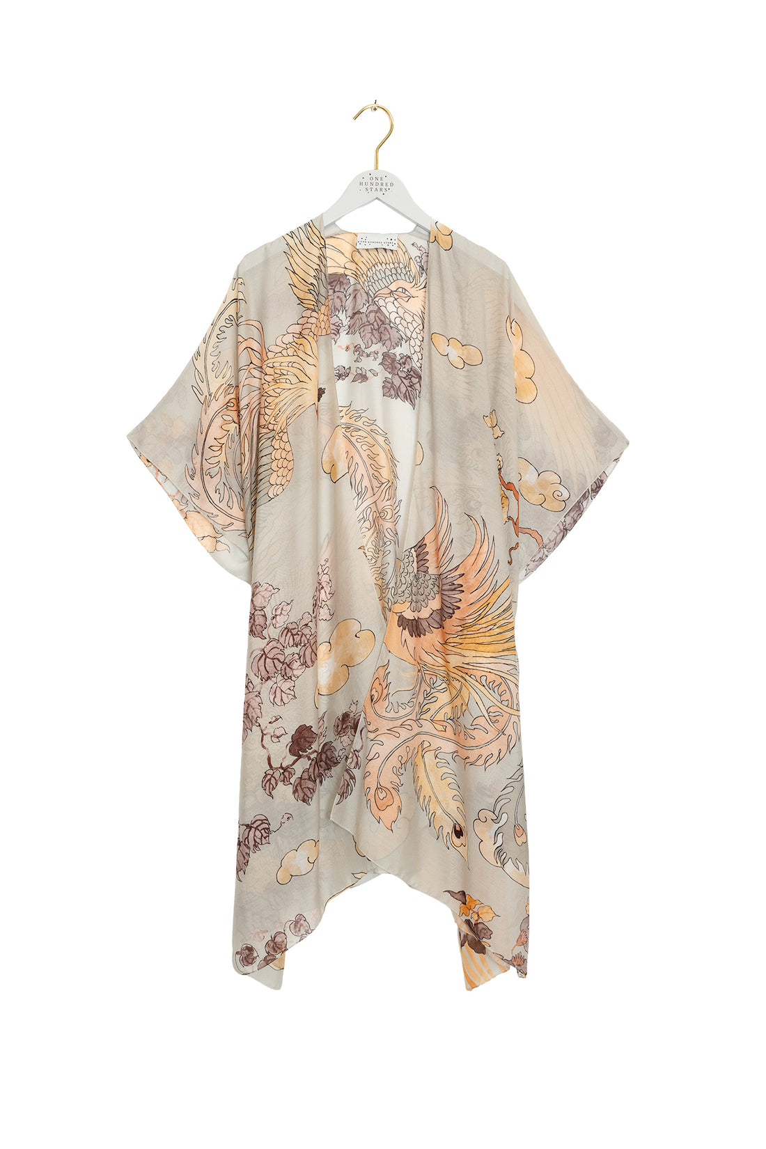 One Hundred Stars Lightweight Throwover in Grey Phoenix Print - THRPHOGRY