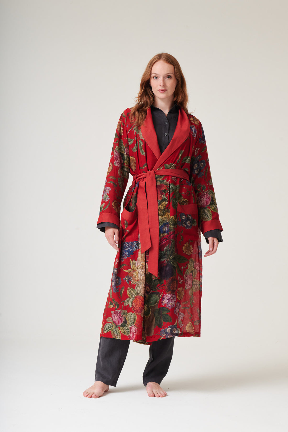 Lightweight Gown Kimono in Primula Berry - GWNPRIBER