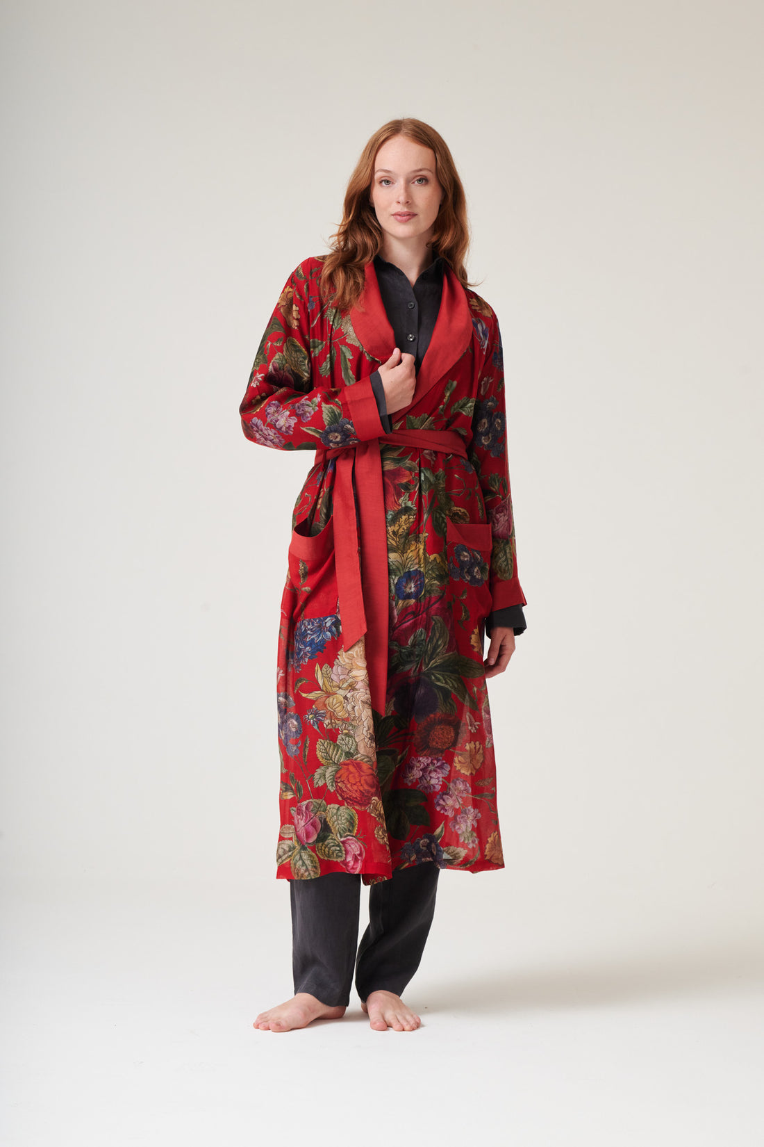 Lightweight Gown Kimono in Primula Berry - GWNPRIBER