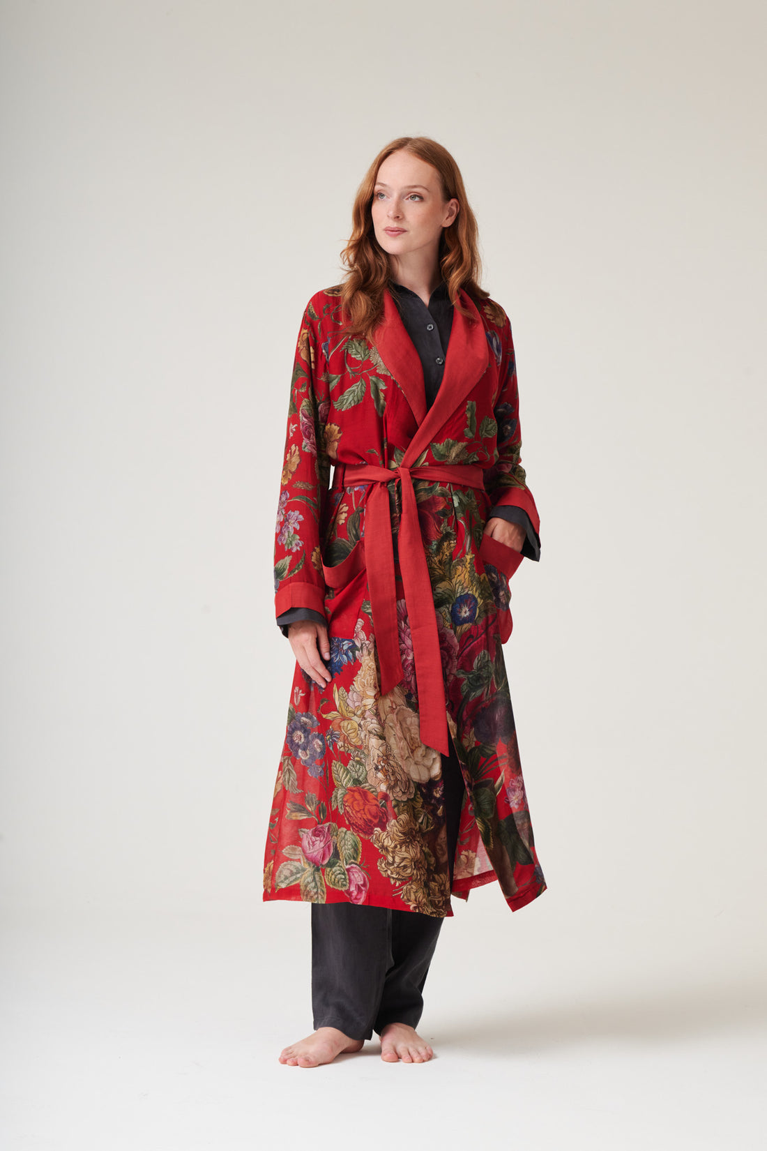 Lightweight Gown Kimono in Primula Berry - GWNPRIBER