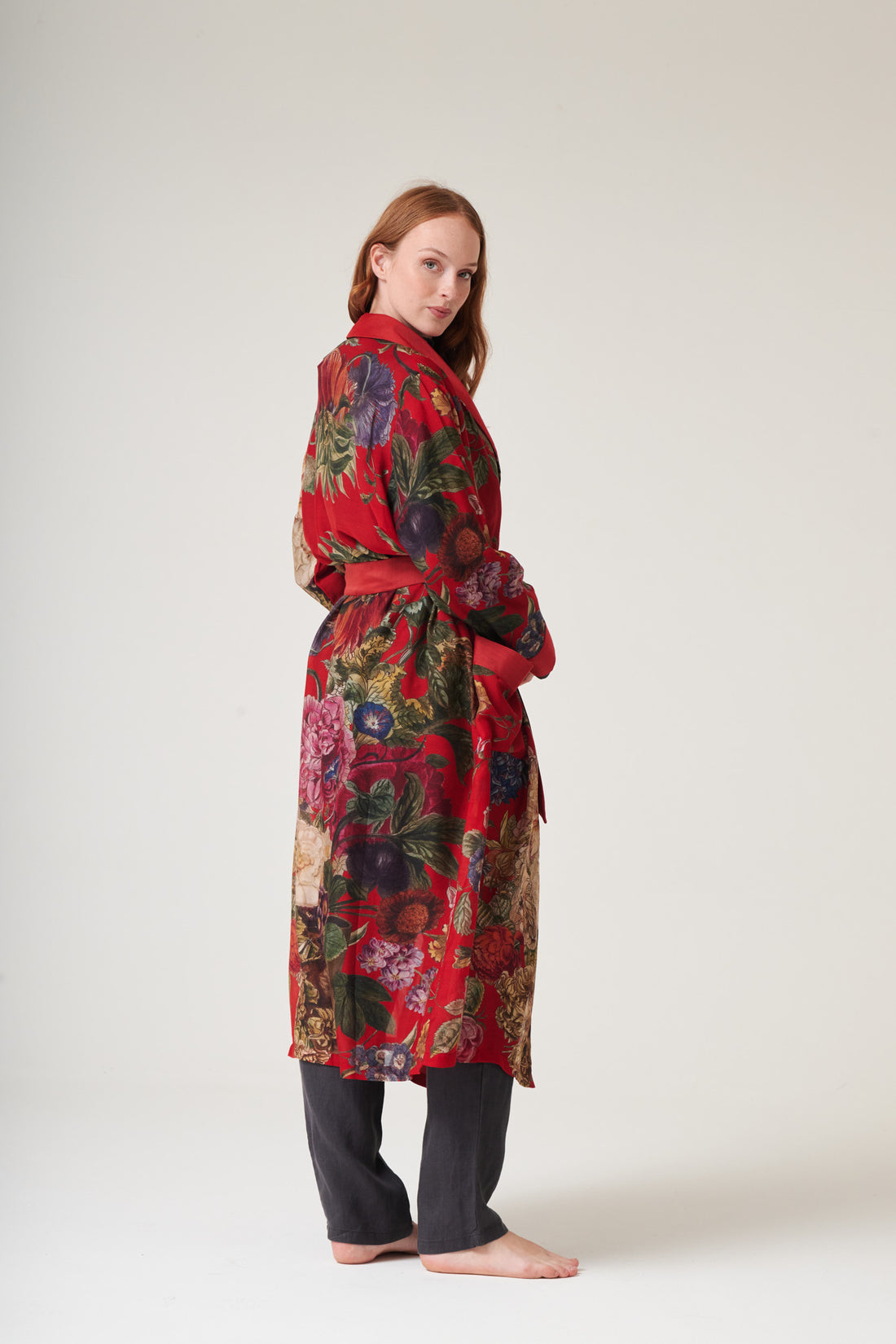 Lightweight Gown Kimono in Primula Berry - GWNPRIBER