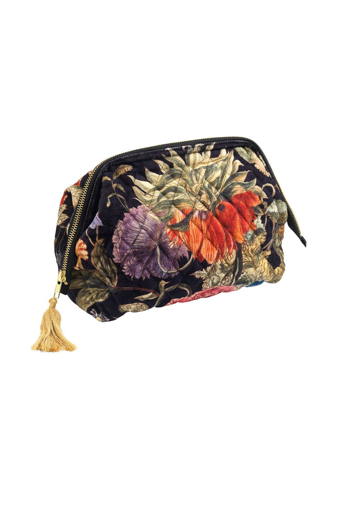 Luxe Cotton Velvet Make-up Pouch Bag by One Hundred Stars in Primula Black - MBGPRIBLK