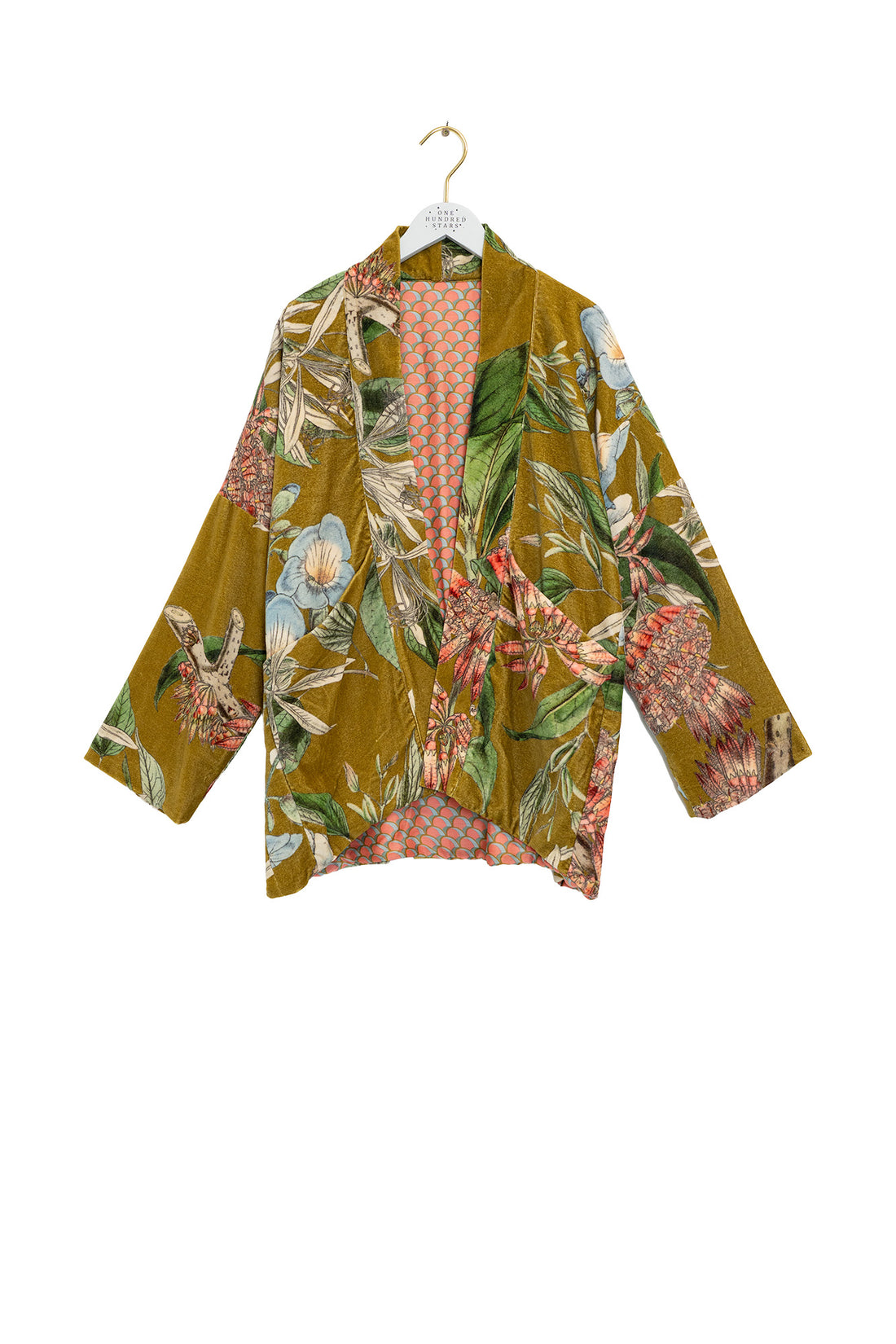 One Hundred Stars Velvet Pocket Jacket in Rhodoleia Gold - VPKRHOGLD