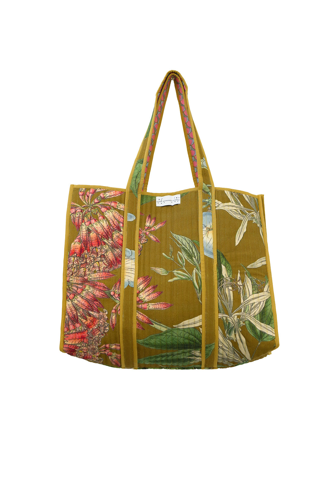One Hundred Stars Large Quilted Velvet Bag in Rhodoleia Gold - CTBRHOGLD