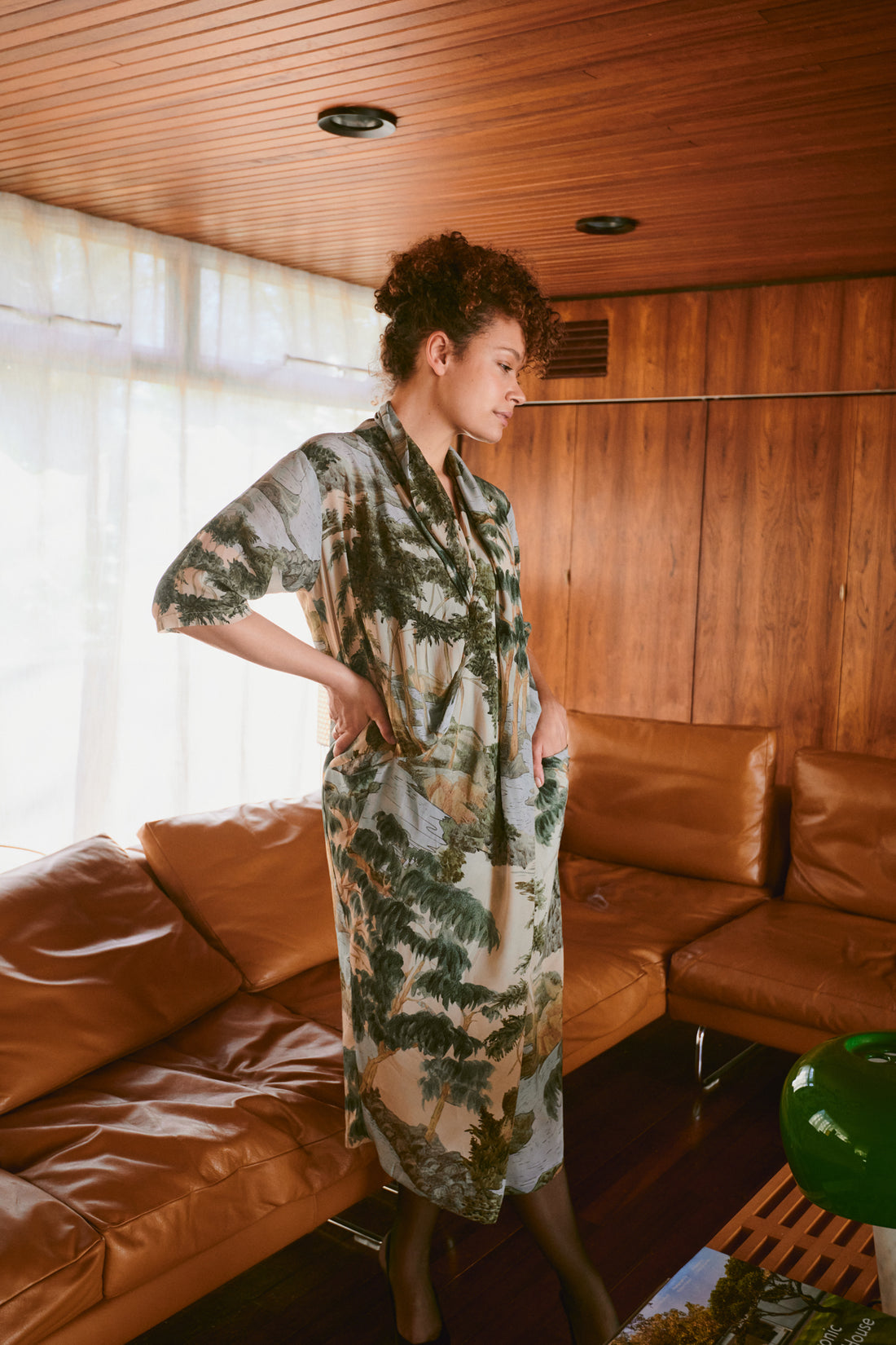 One Hundred Stars Luxe Crepe Rachel Dress in Rivers and Trees Print - DRBRVTNAT