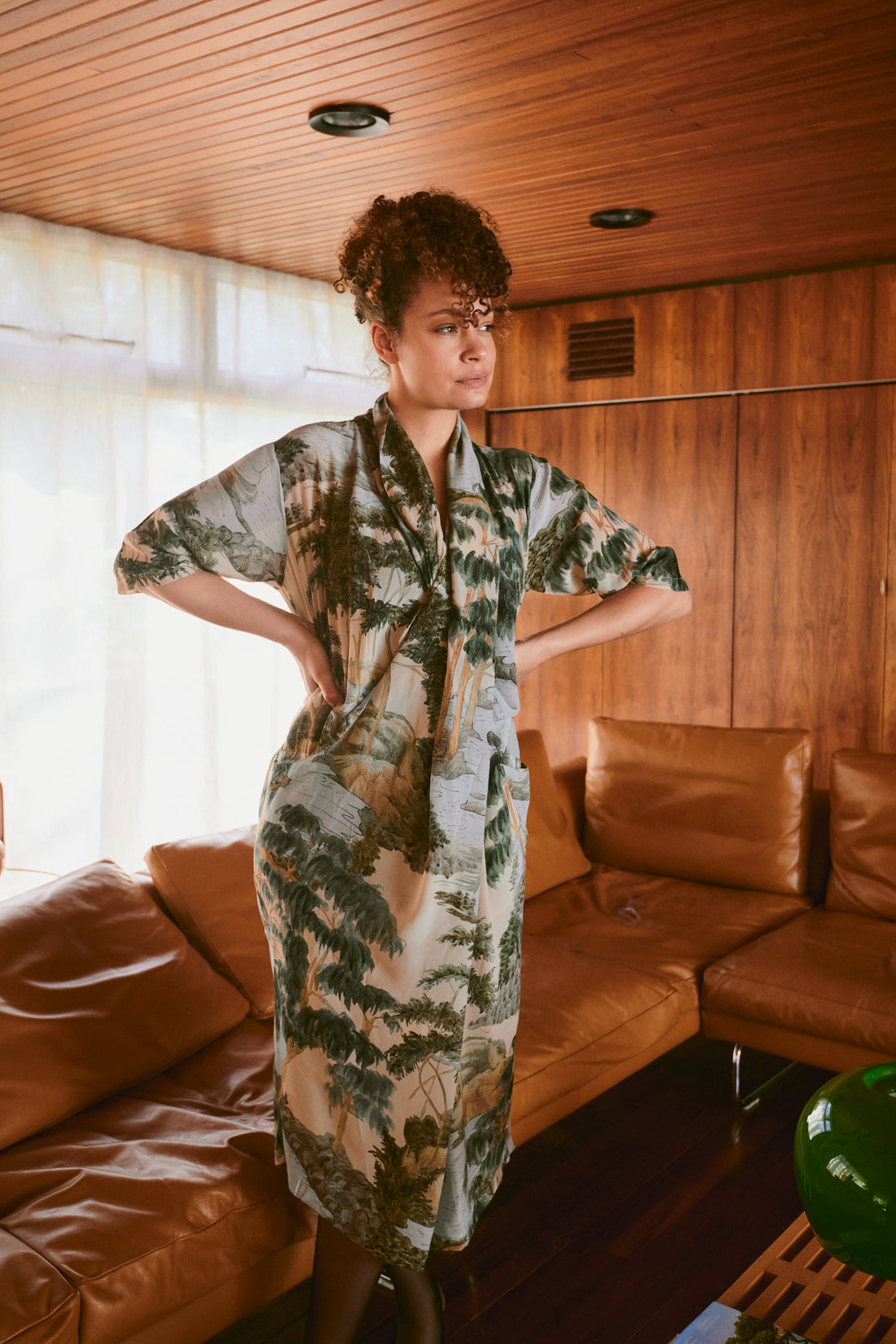 One Hundred Stars Luxe Crepe Rachel Dress in Rivers and Trees Print - DRBRVTNAT