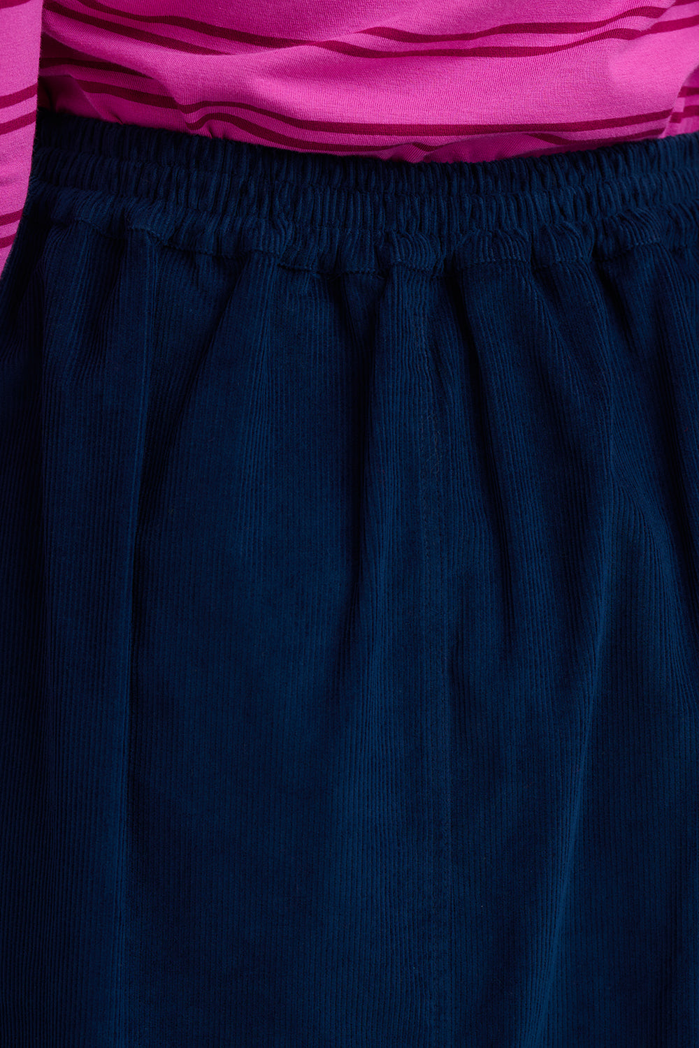 DEIDRIE Cord Midi Skirt in Teal Blue