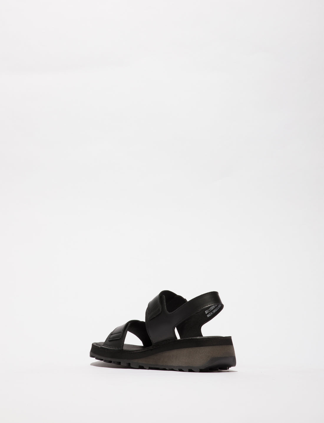 RUG Black Leather Sandals with Wedge by Fly London - HEIF558FLY