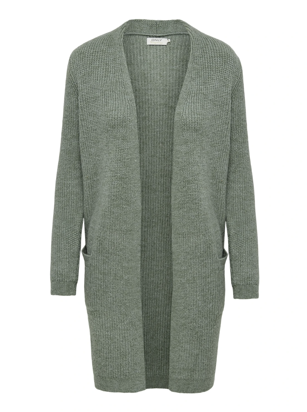 JADE Long Knit Pocket Cardigan in Granite Green